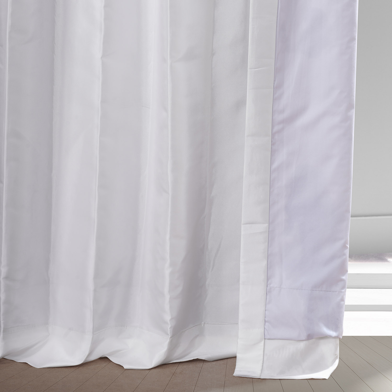 Signature Clever Cream Faux Silk Taffeta Hotel Blackout Curtain