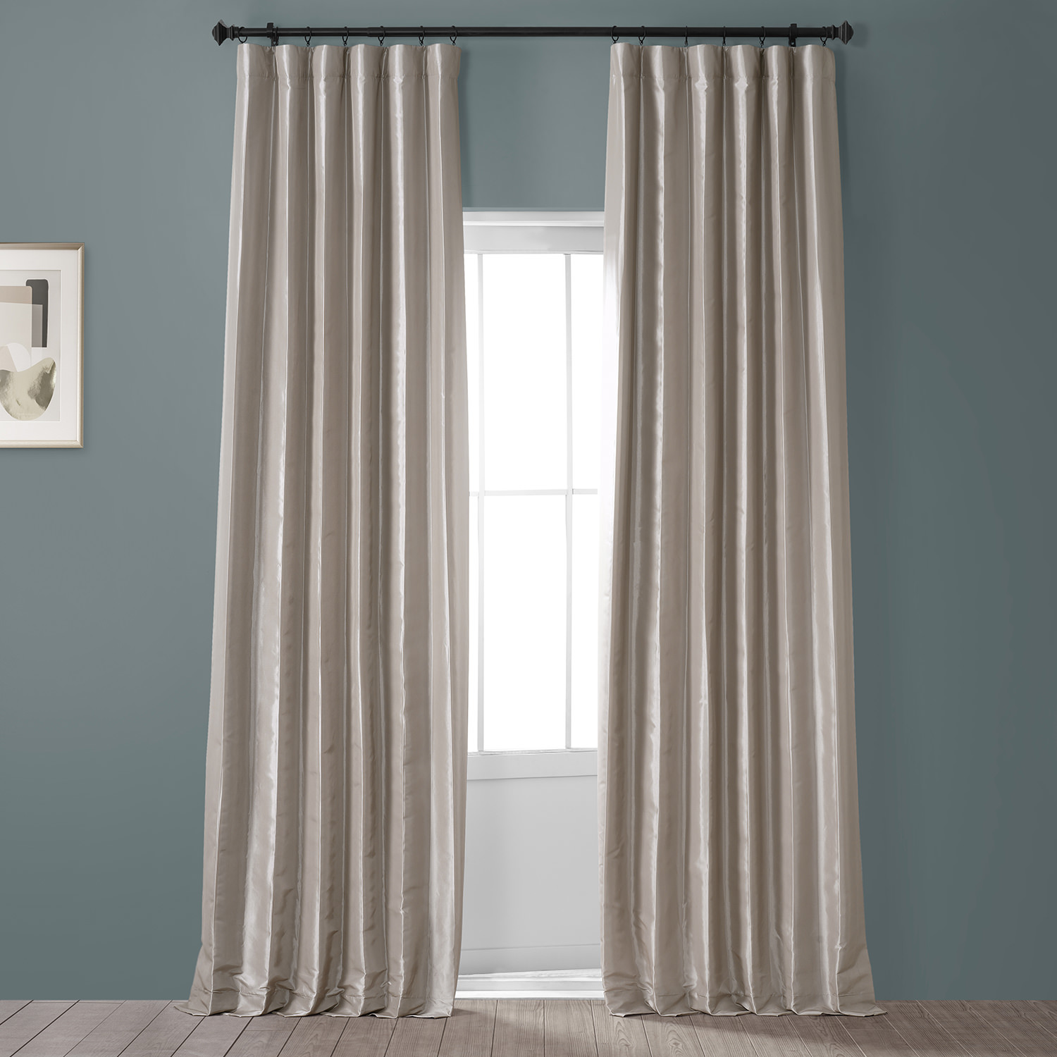 Signature Virtual Beige Faux Silk Taffeta Hotel Blackout Curtain