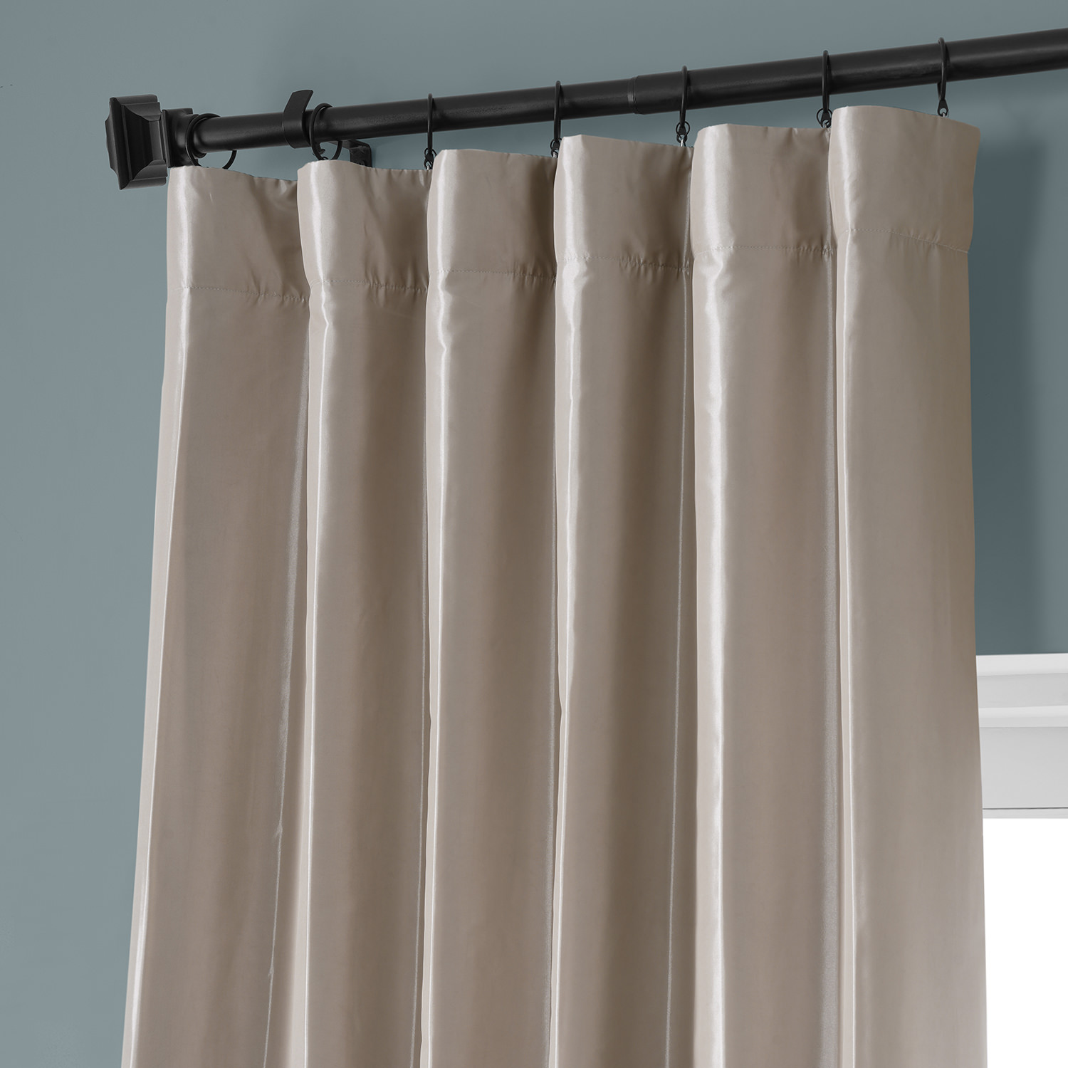 Signature Virtual Beige Faux Silk Taffeta Hotel Blackout Curtain