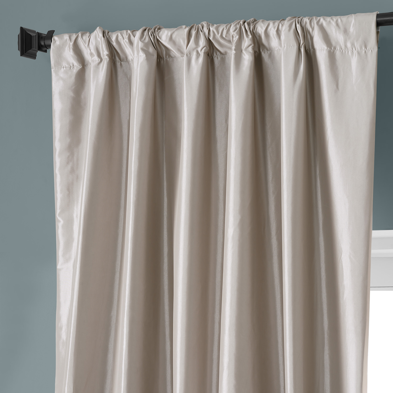 Signature Virtual Beige Faux Silk Taffeta Hotel Blackout Curtain