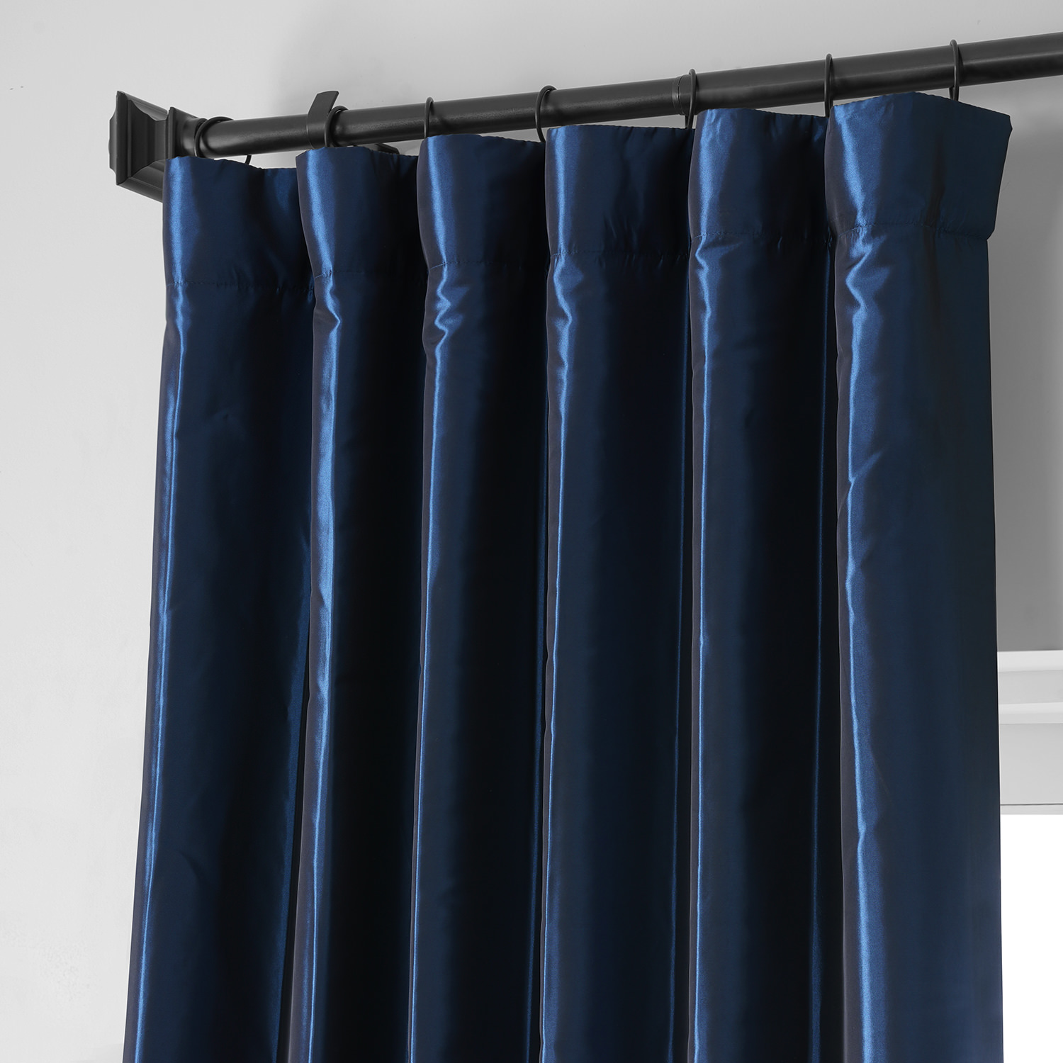 Signature Future Blue Faux Silk Taffeta Hotel Blackout Curtain