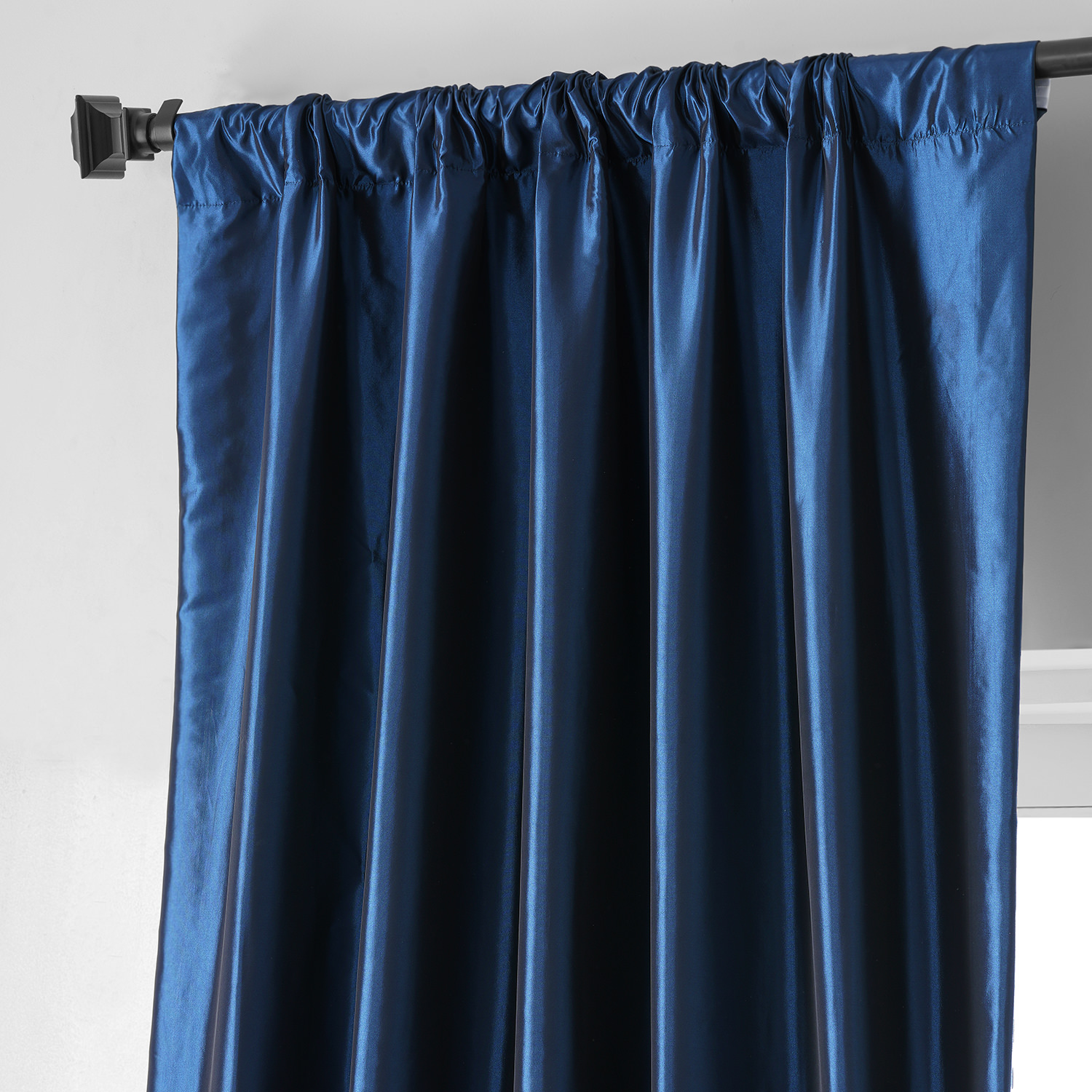 Signature Future Blue Faux Silk Taffeta Hotel Blackout Curtain