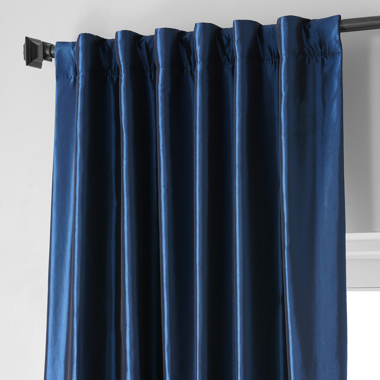 Signature Future Blue Faux Silk Taffeta Hotel Blackout Curtain