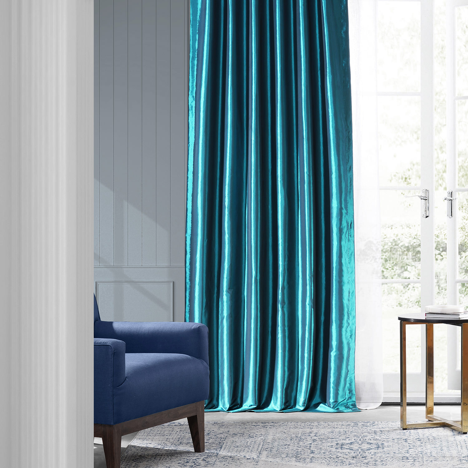 Mediterranean Faux Taffeta Curtain