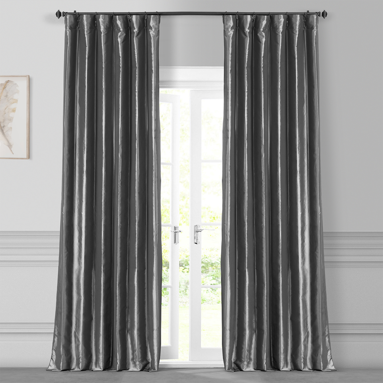 Graphite Faux Silk Taffeta Curtain