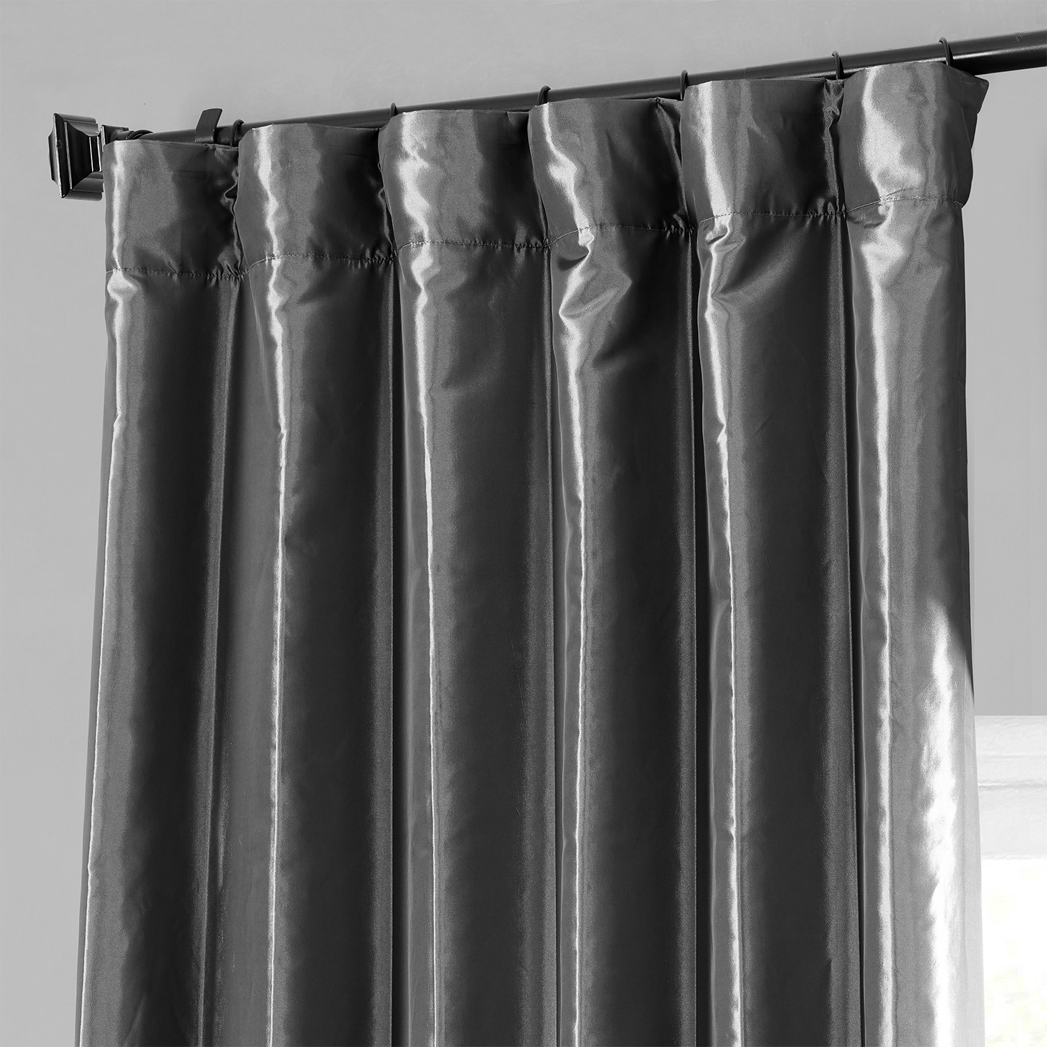 Graphite Faux Silk Taffeta Curtain