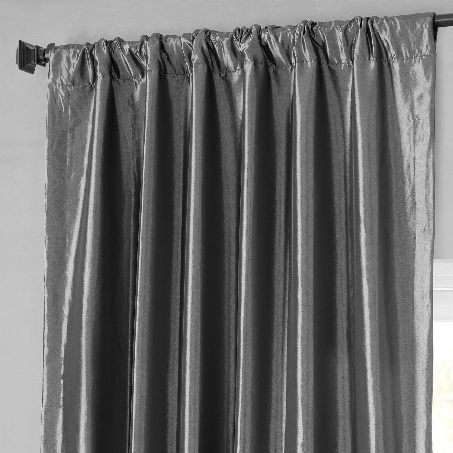 Graphite Faux Silk Taffeta Curtain