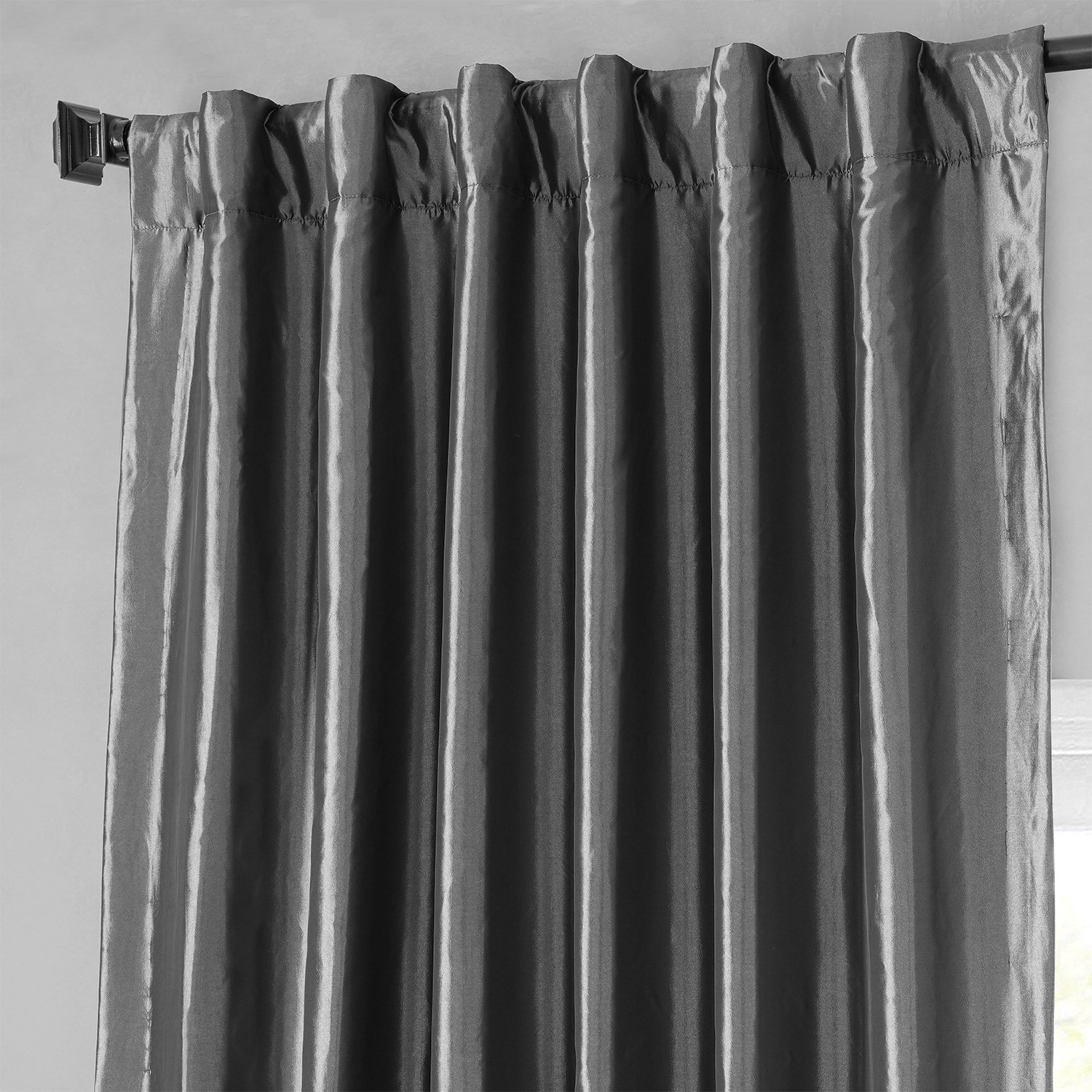 Graphite Faux Silk Taffeta Curtain