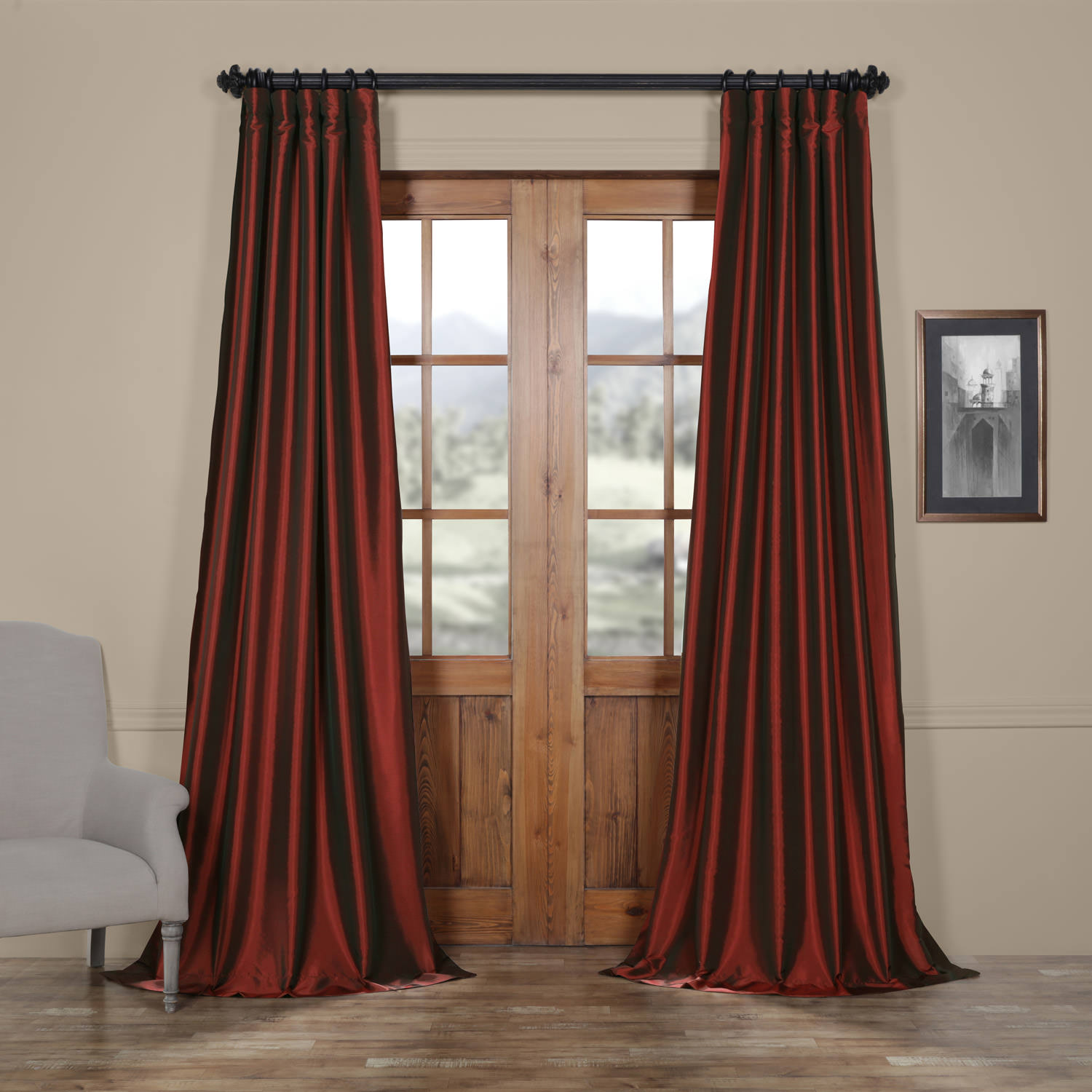 Syrah Faux Silk Taffeta Curtain