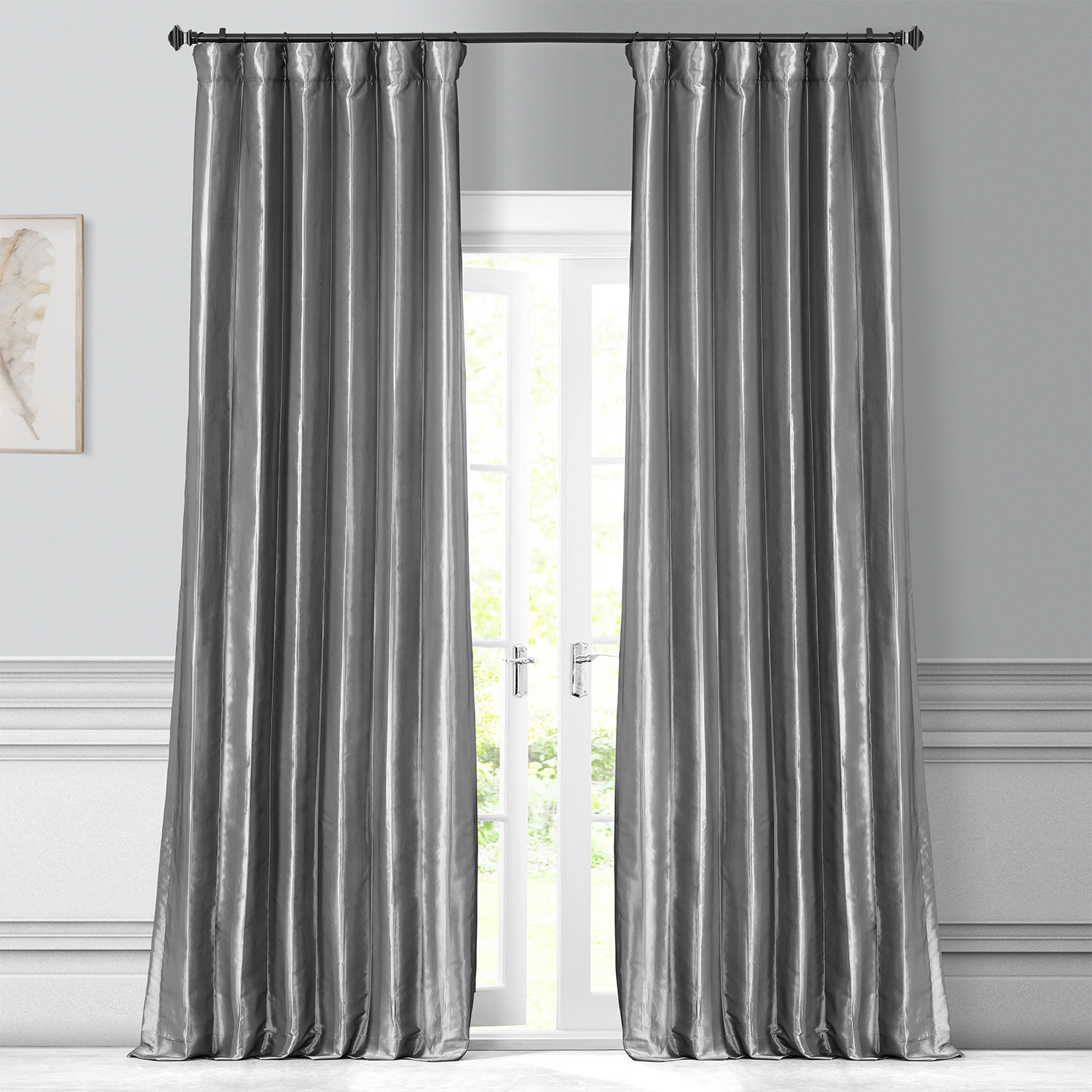 Platinum Faux Silk Taffeta Curtain