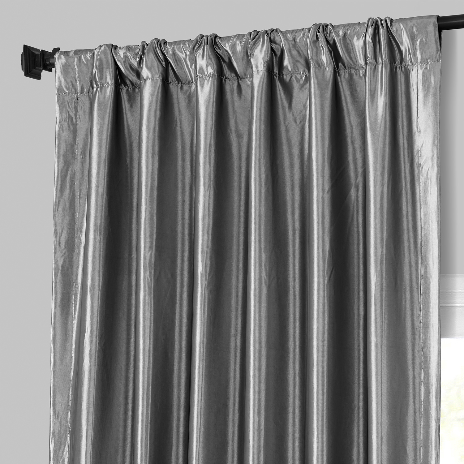 Platinum Faux Silk Taffeta Curtain