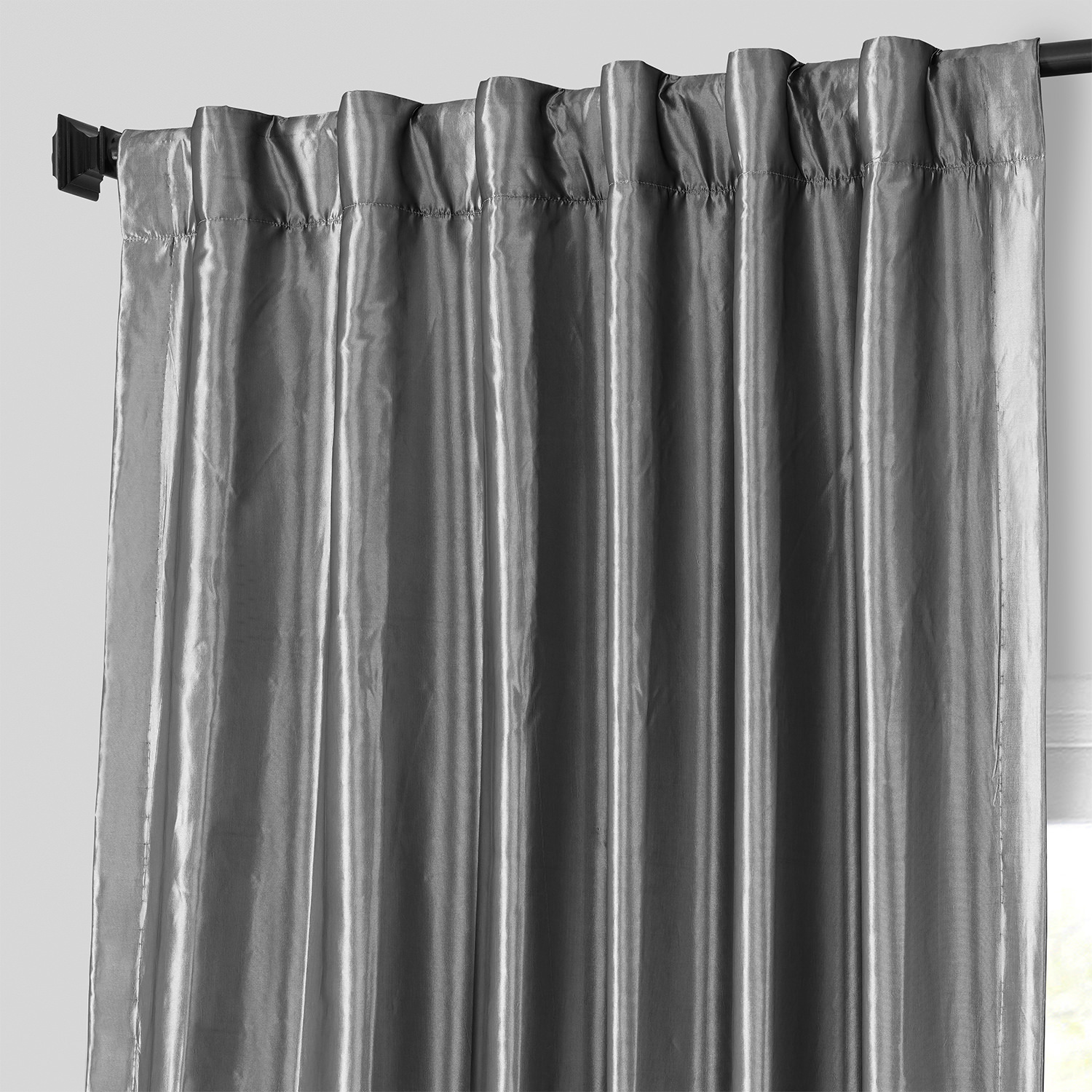 Platinum Faux Silk Taffeta Curtain