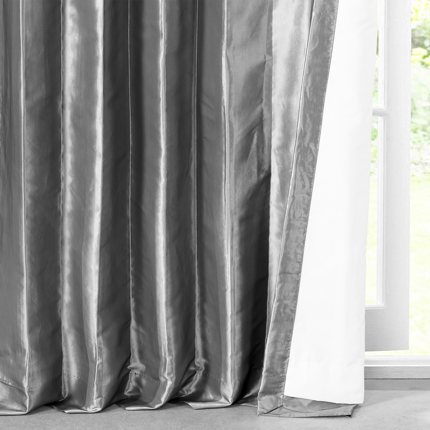 Platinum Faux Silk Taffeta Curtain