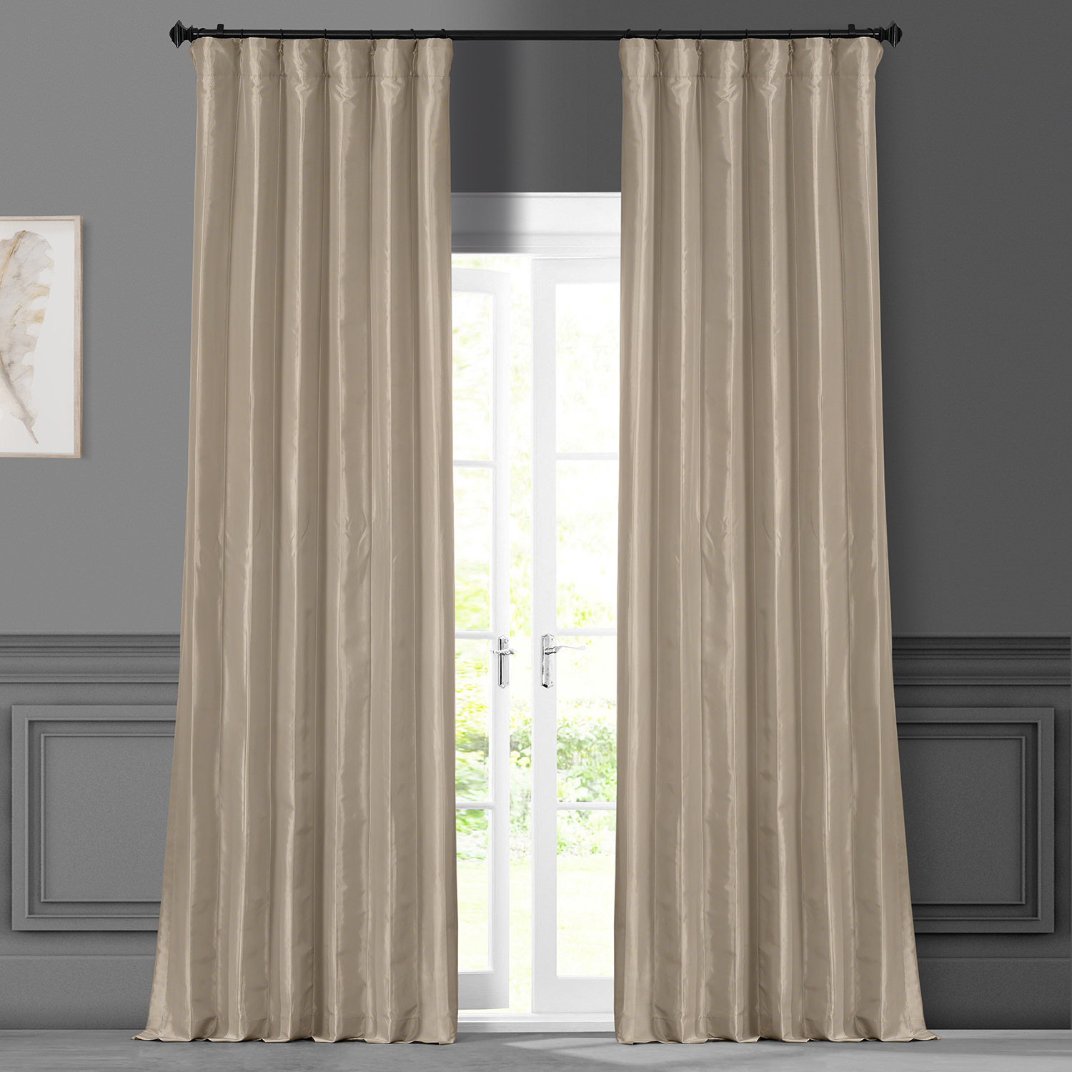 Antique Beige Faux Silk Taffeta Curtain