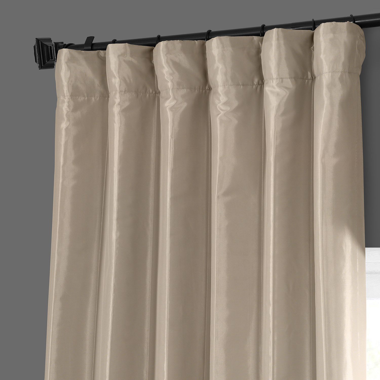 Antique Beige Faux Silk Taffeta Curtain