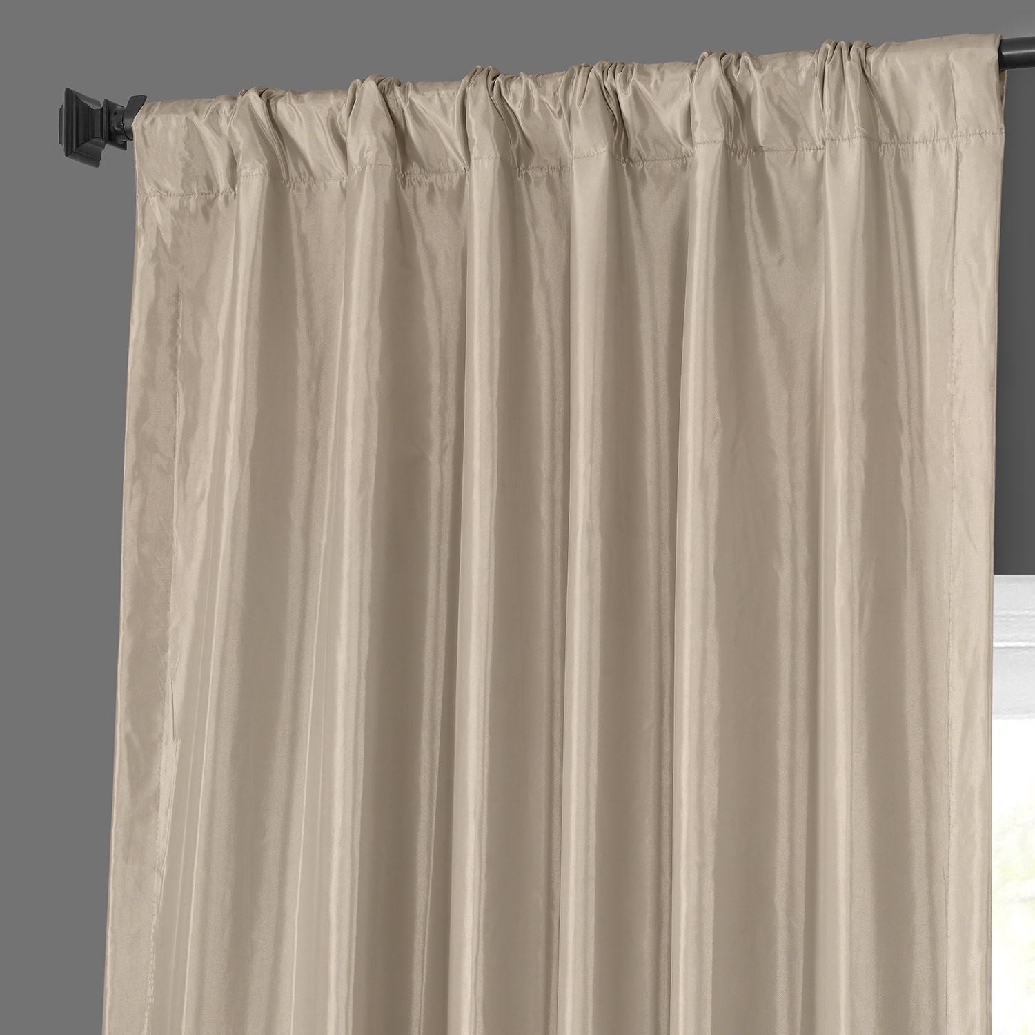 Antique Beige Faux Silk Taffeta Curtain