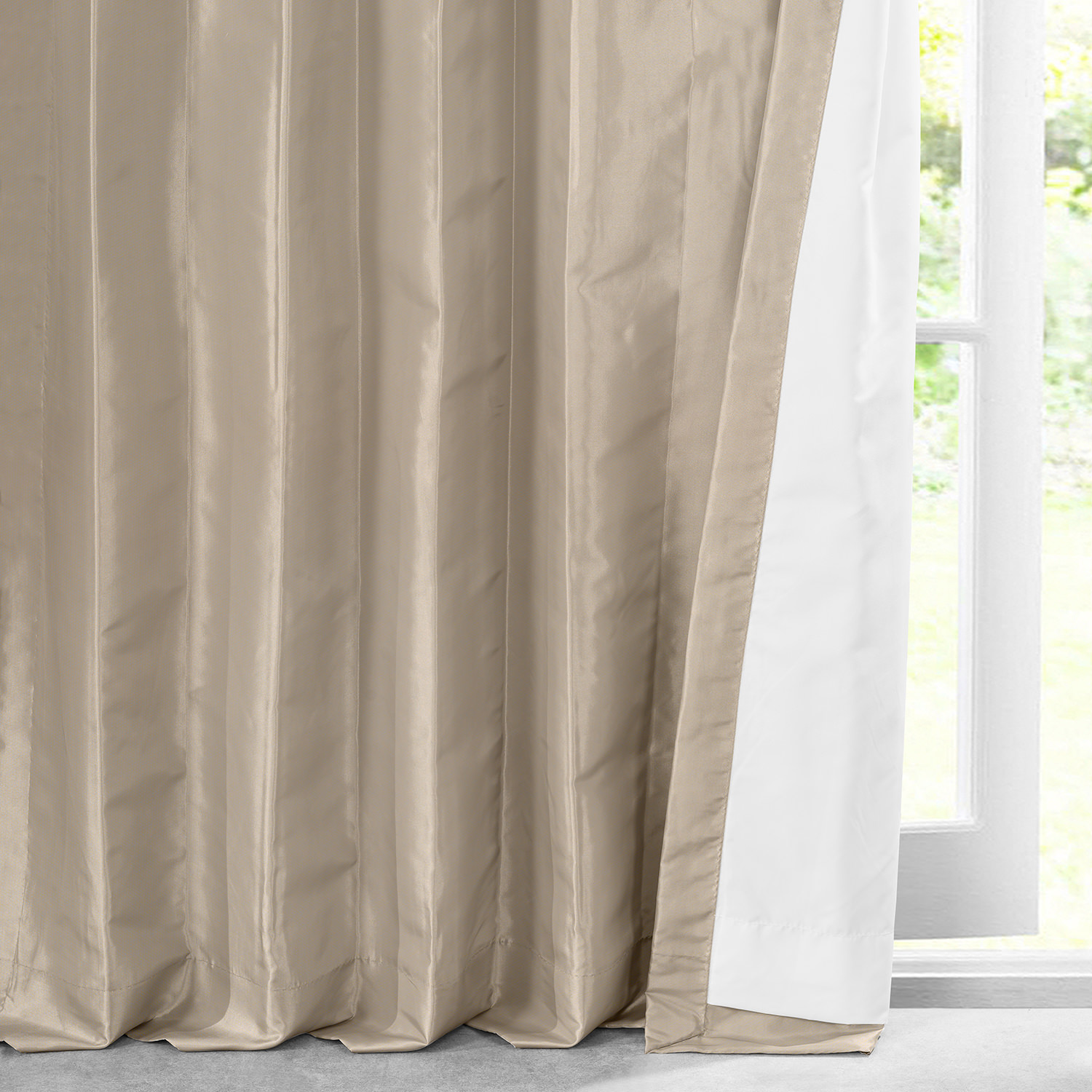 Antique Beige Faux Silk Taffeta Curtain