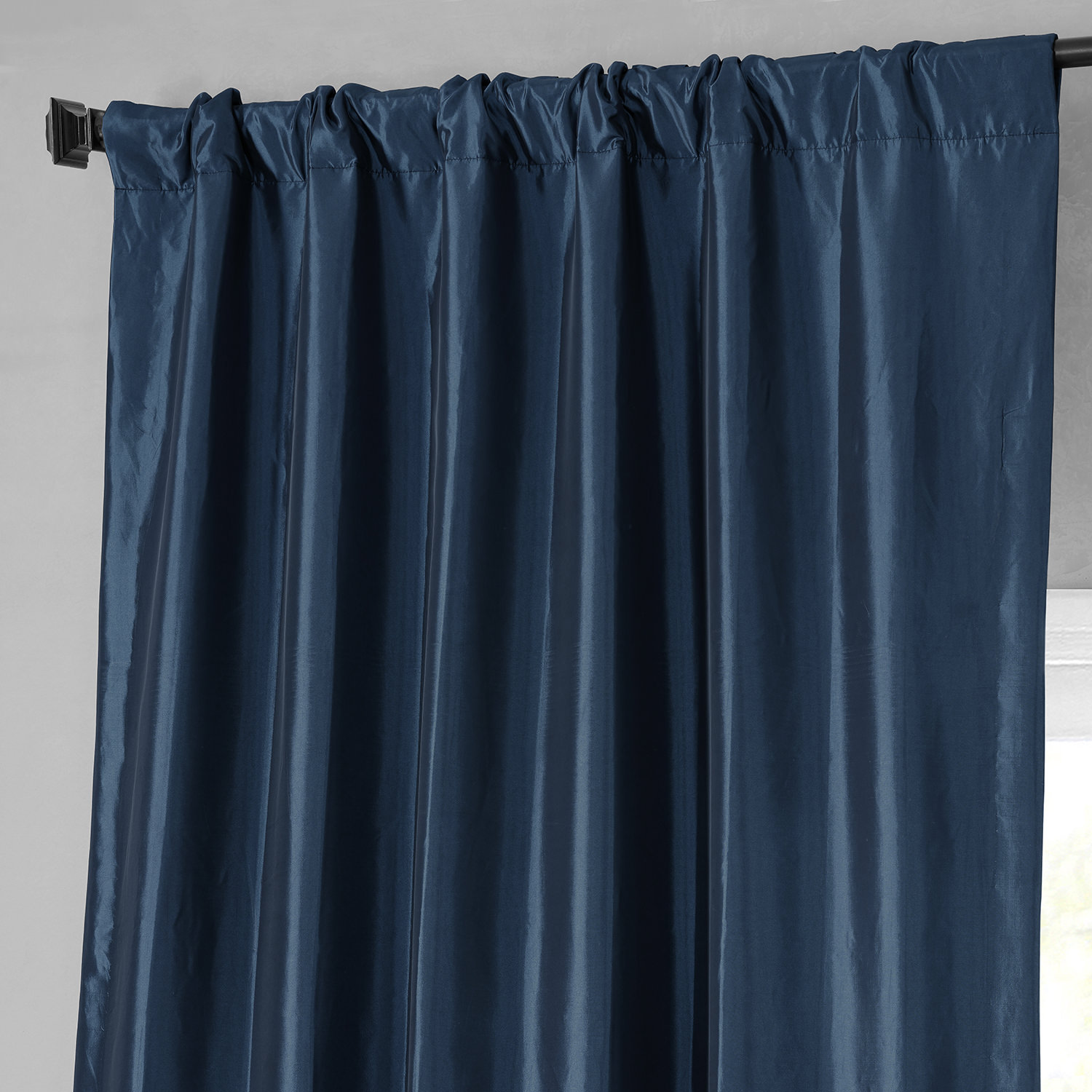 Navy Blue Faux Silk Taffeta Curtain