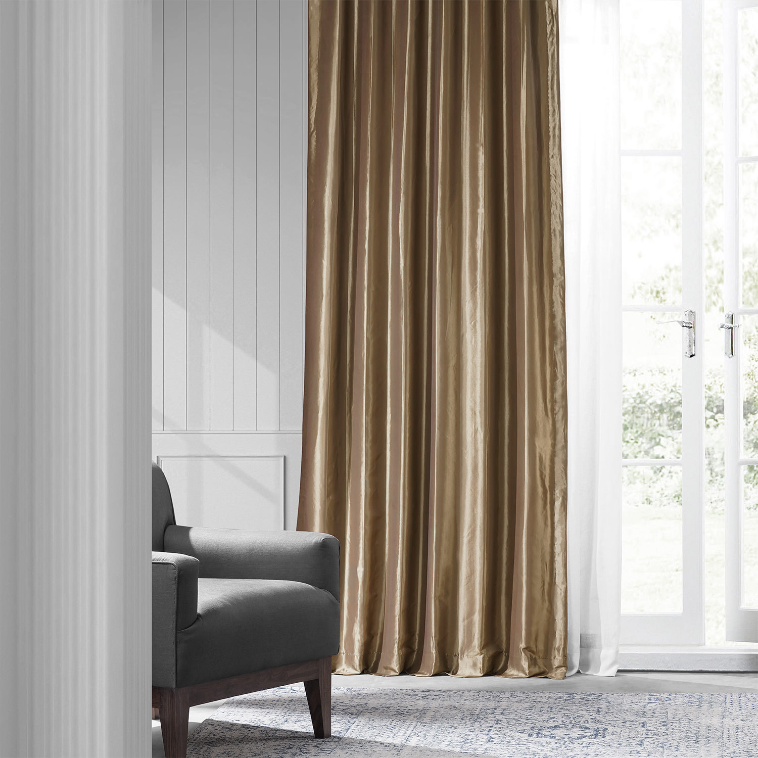 Gold Nugget Faux Silk Taffeta Curtain