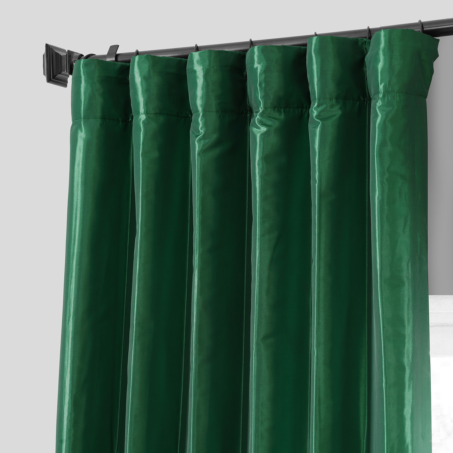 Emerald Green Faux Silk Taffeta Curtain