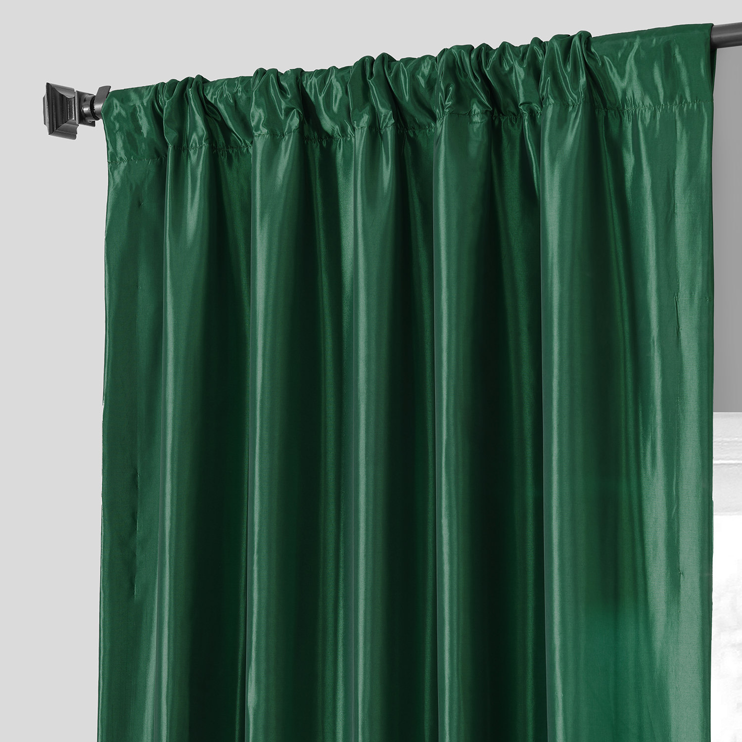 Emerald Green Faux Silk Taffeta Curtain