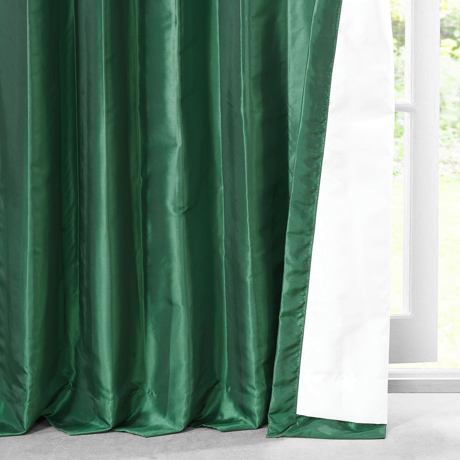 Emerald Green Faux Silk Taffeta Curtain