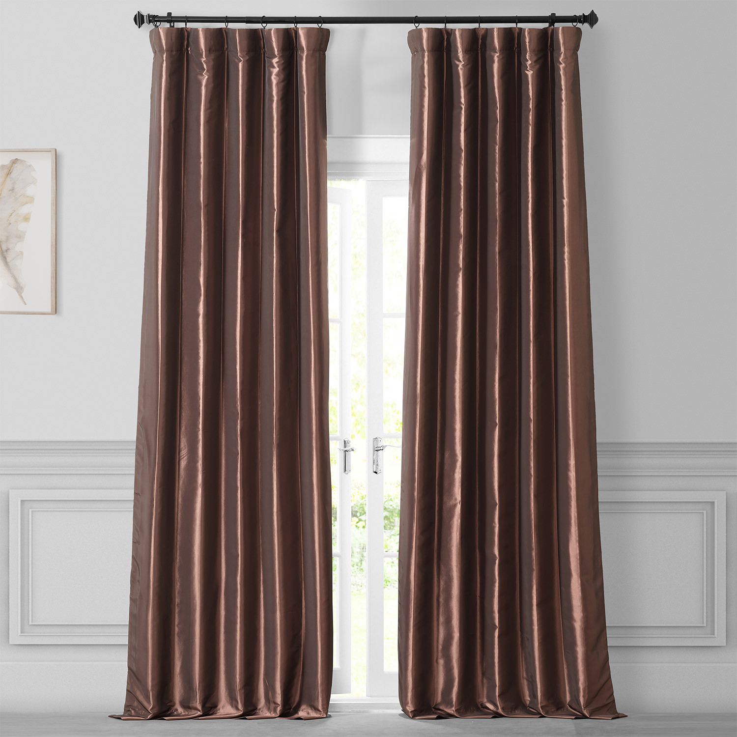 Copper Brown Faux Silk Taffeta Curtain