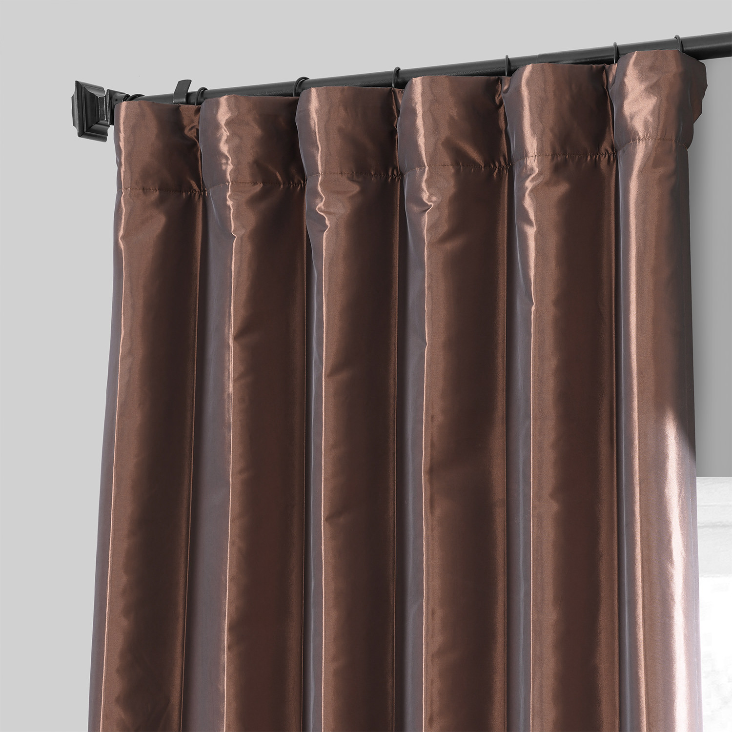 Copper Brown Faux Silk Taffeta Curtain