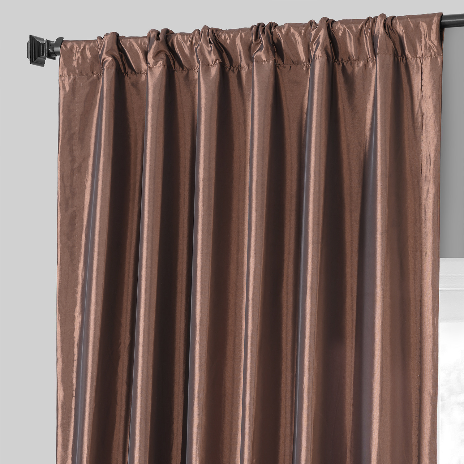 Copper Brown Faux Silk Taffeta Curtain