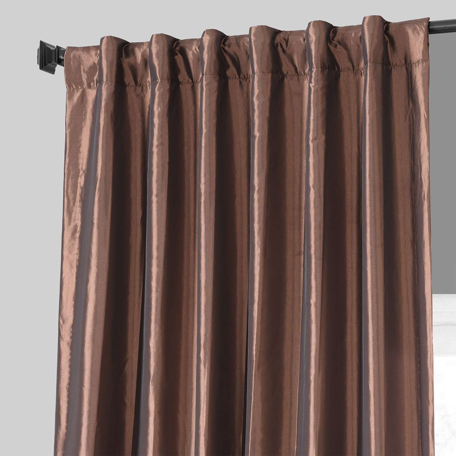 Copper Brown Faux Silk Taffeta Curtain