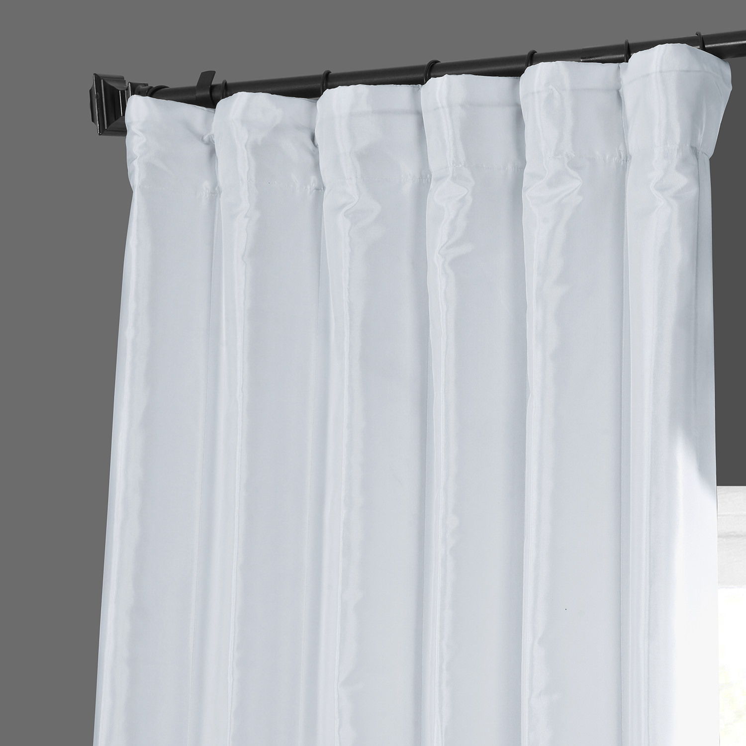 White Faux Silk Taffeta Curtain