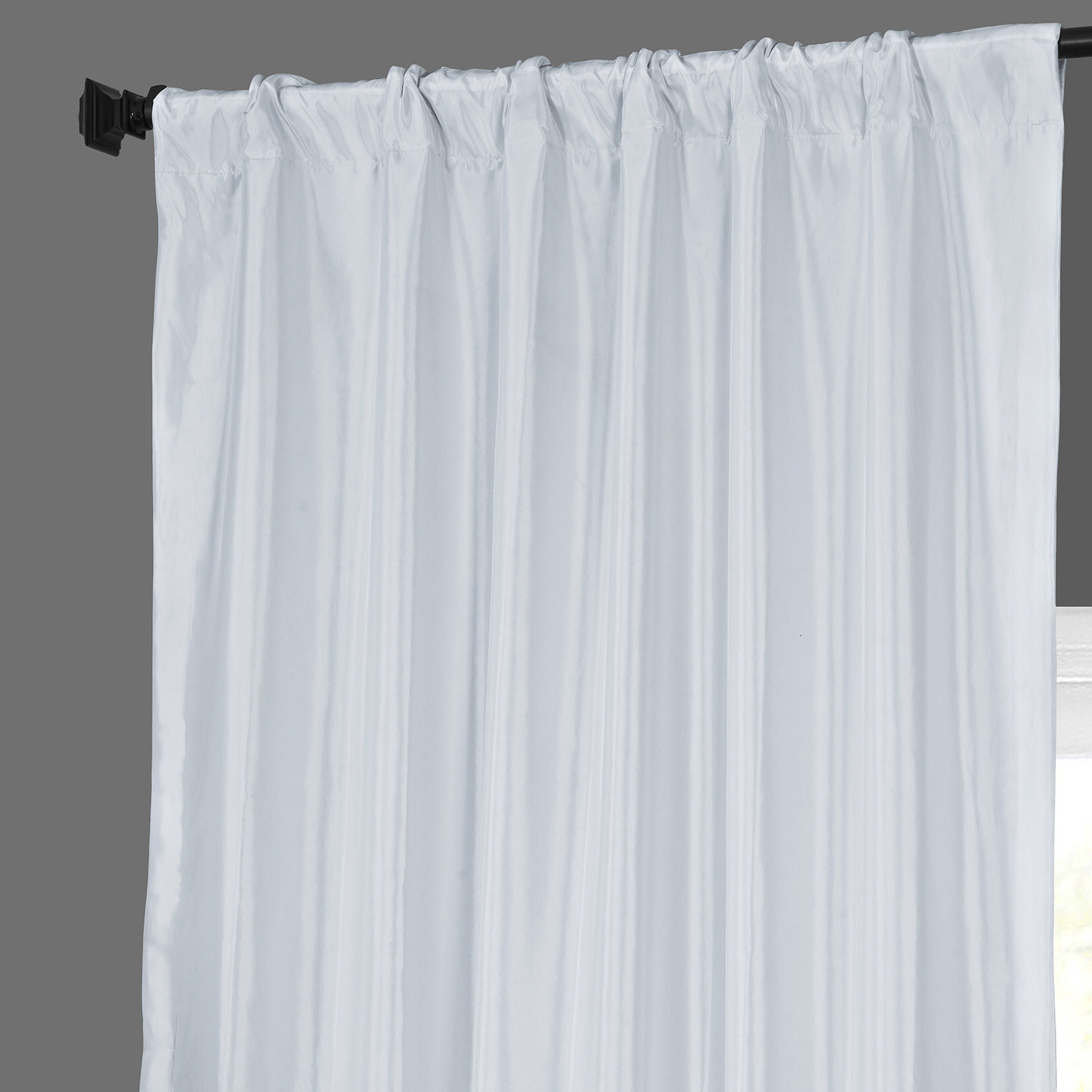 White Faux Silk Taffeta Curtain