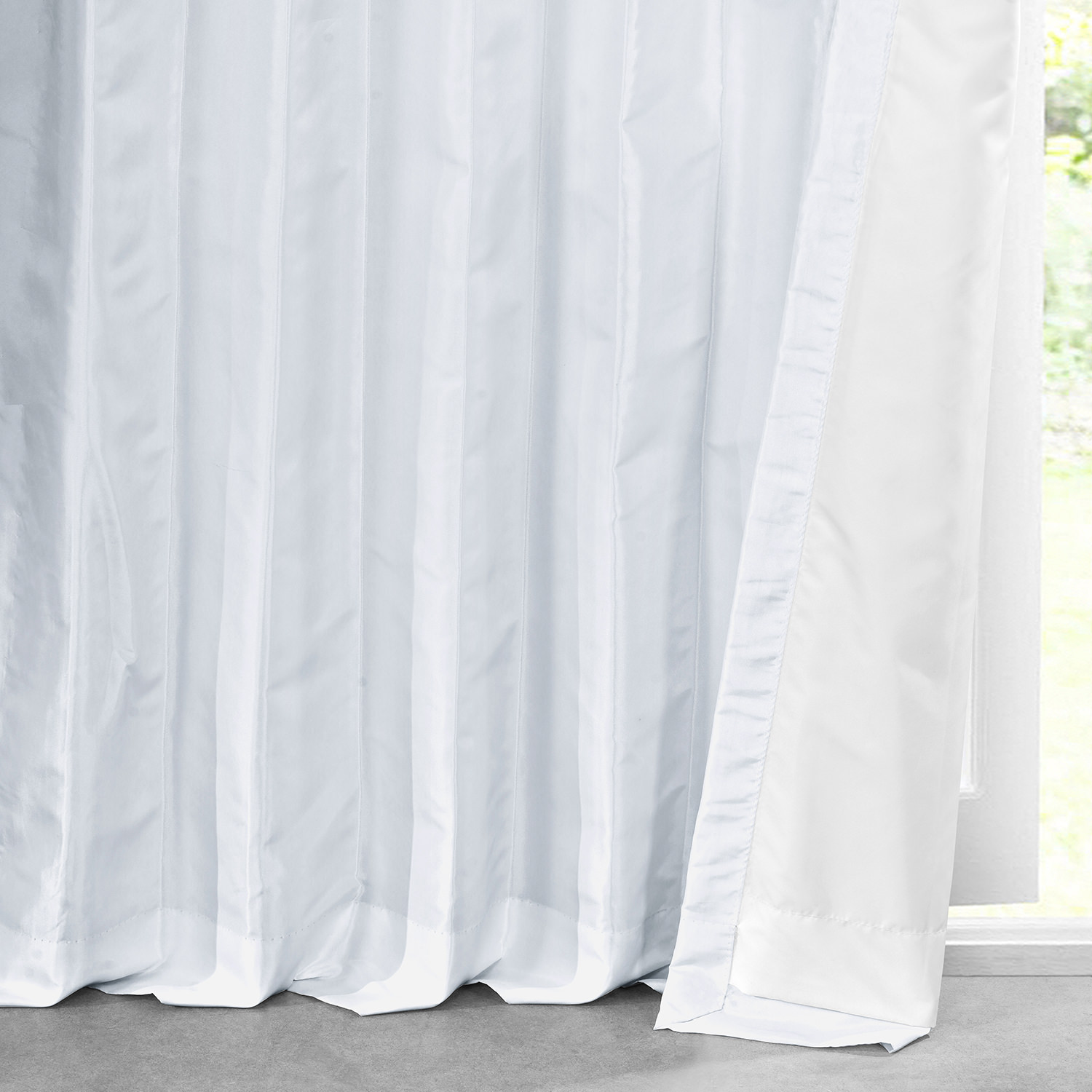 White Faux Silk Taffeta Curtain