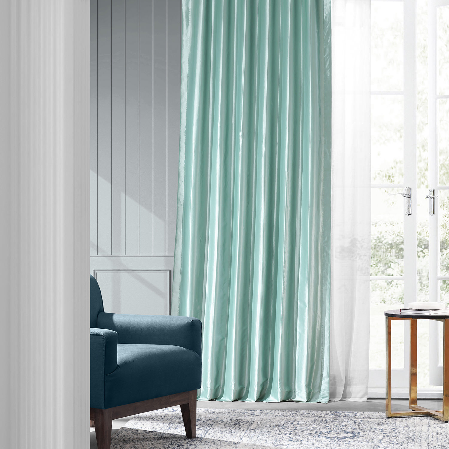 Robin&#39;s Egg Faux Silk Taffeta Curtain