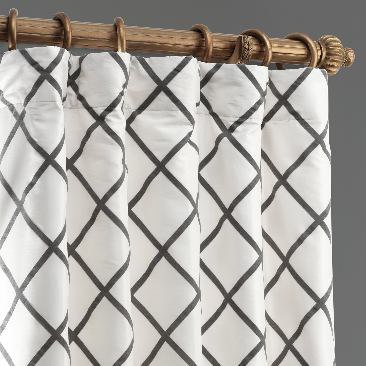 Pavillion White & Grey Designer Flocked Curtain