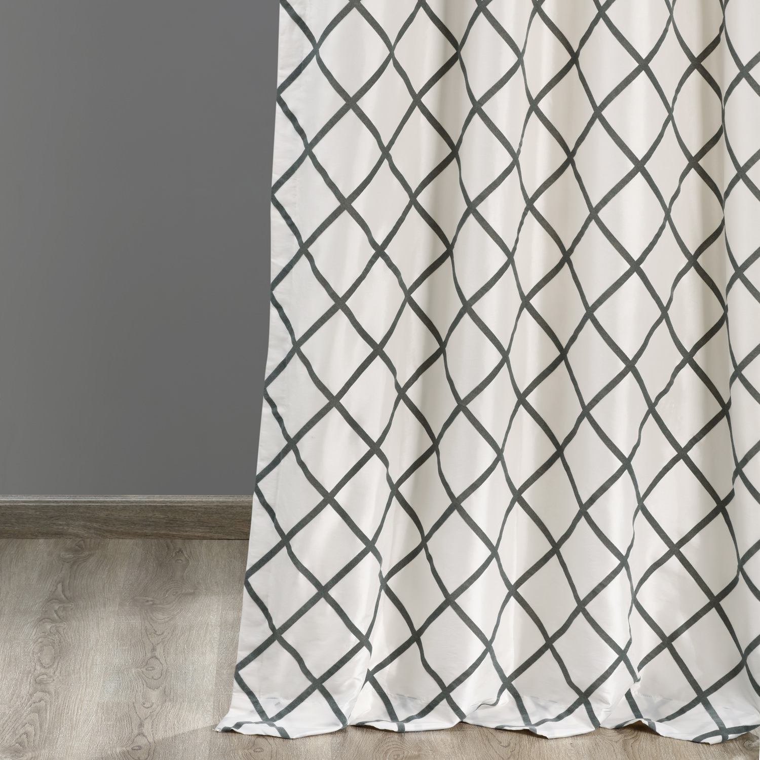 Pavillion White & Grey Designer Flocked Curtain