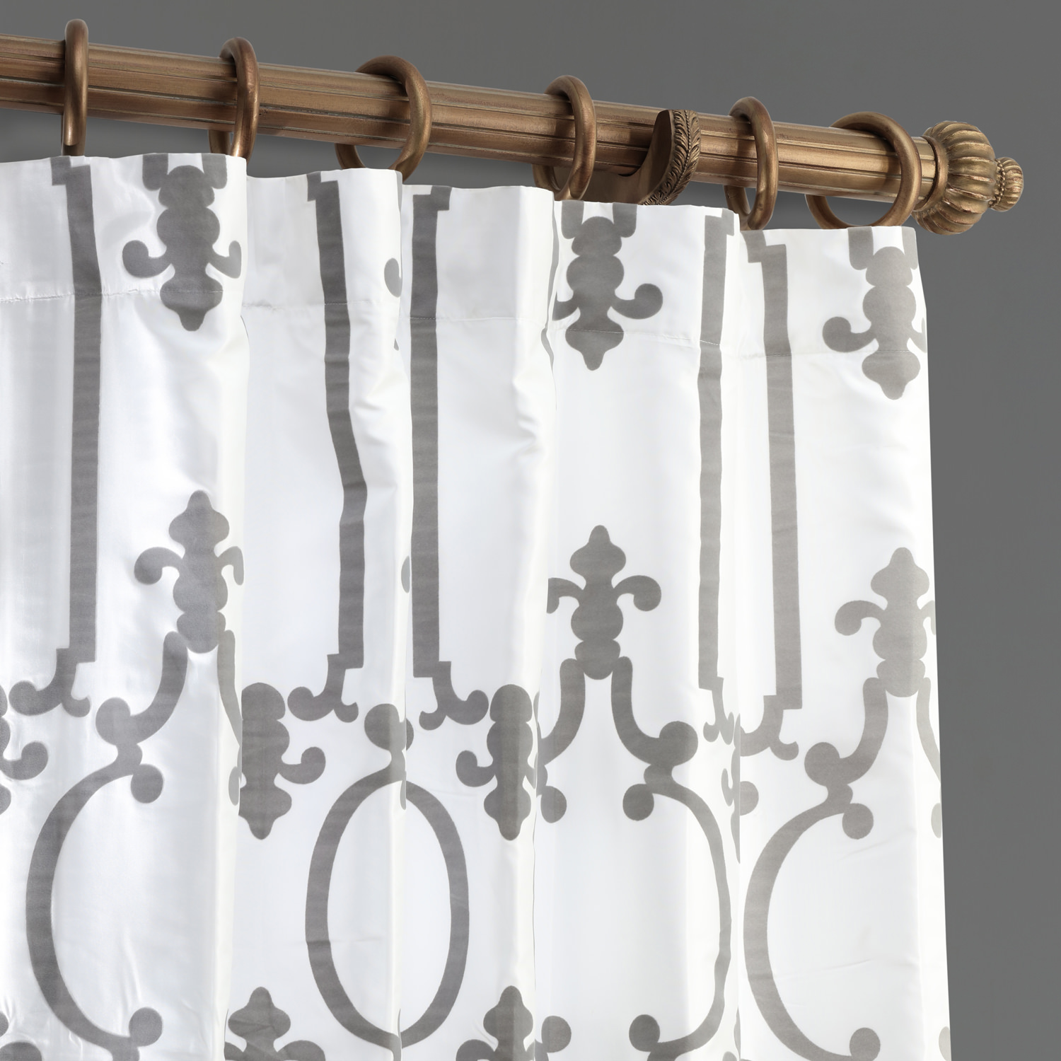 Royal Gate Off White & Silver Designer Flocked Curtain