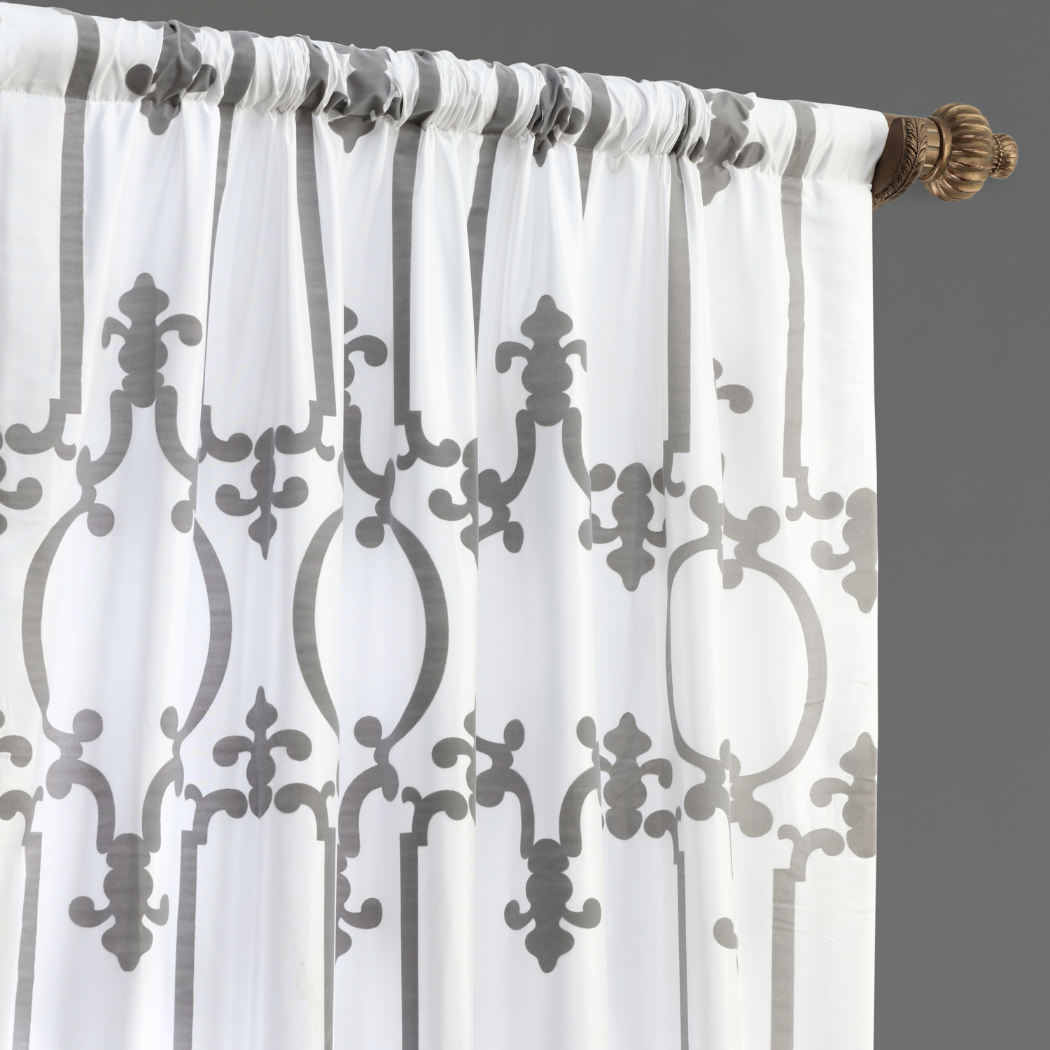 Royal Gate Off White & Silver Designer Flocked Curtain