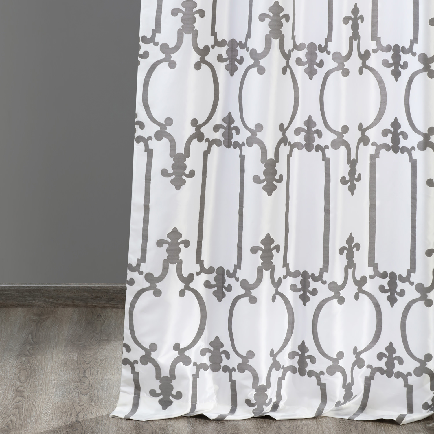 Royal Gate Off White & Silver Designer Flocked Curtain