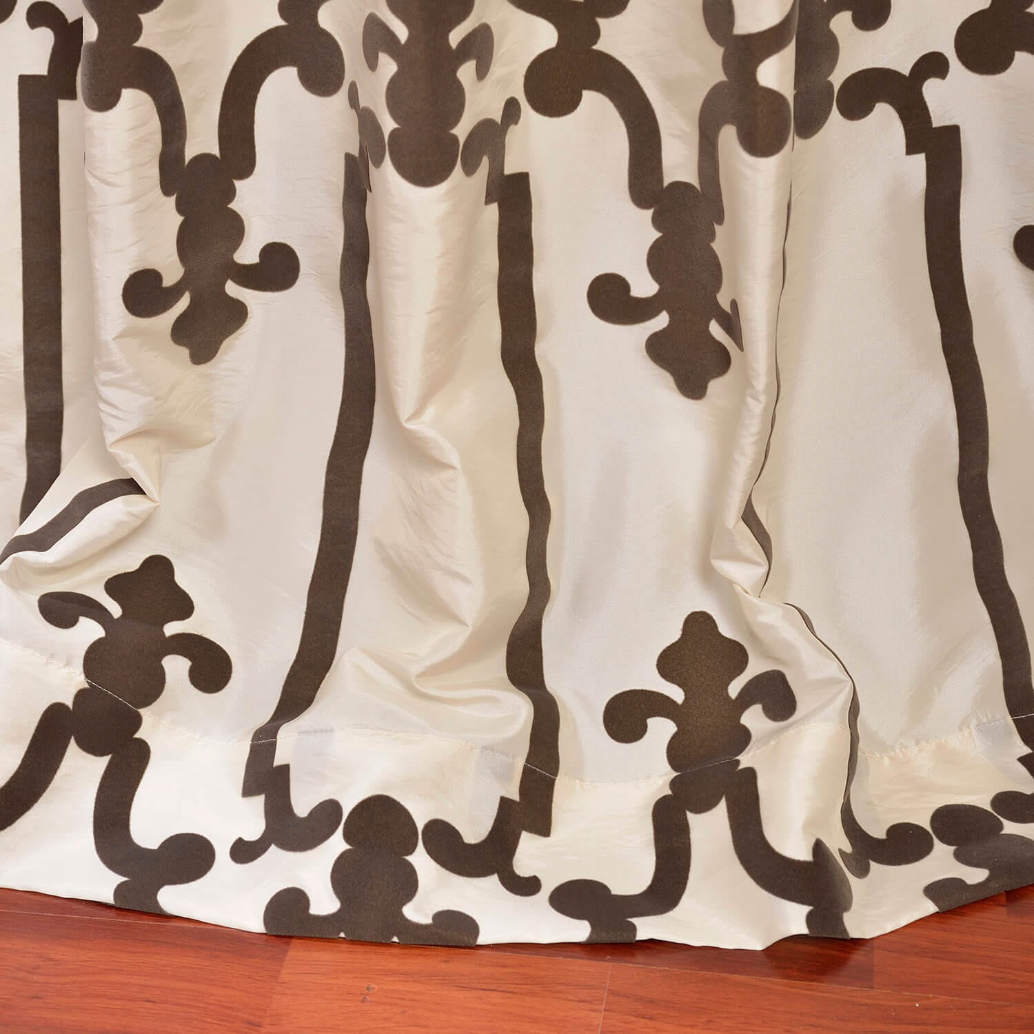 Royal Gate Off White & Brown Designer Flocked Curtain