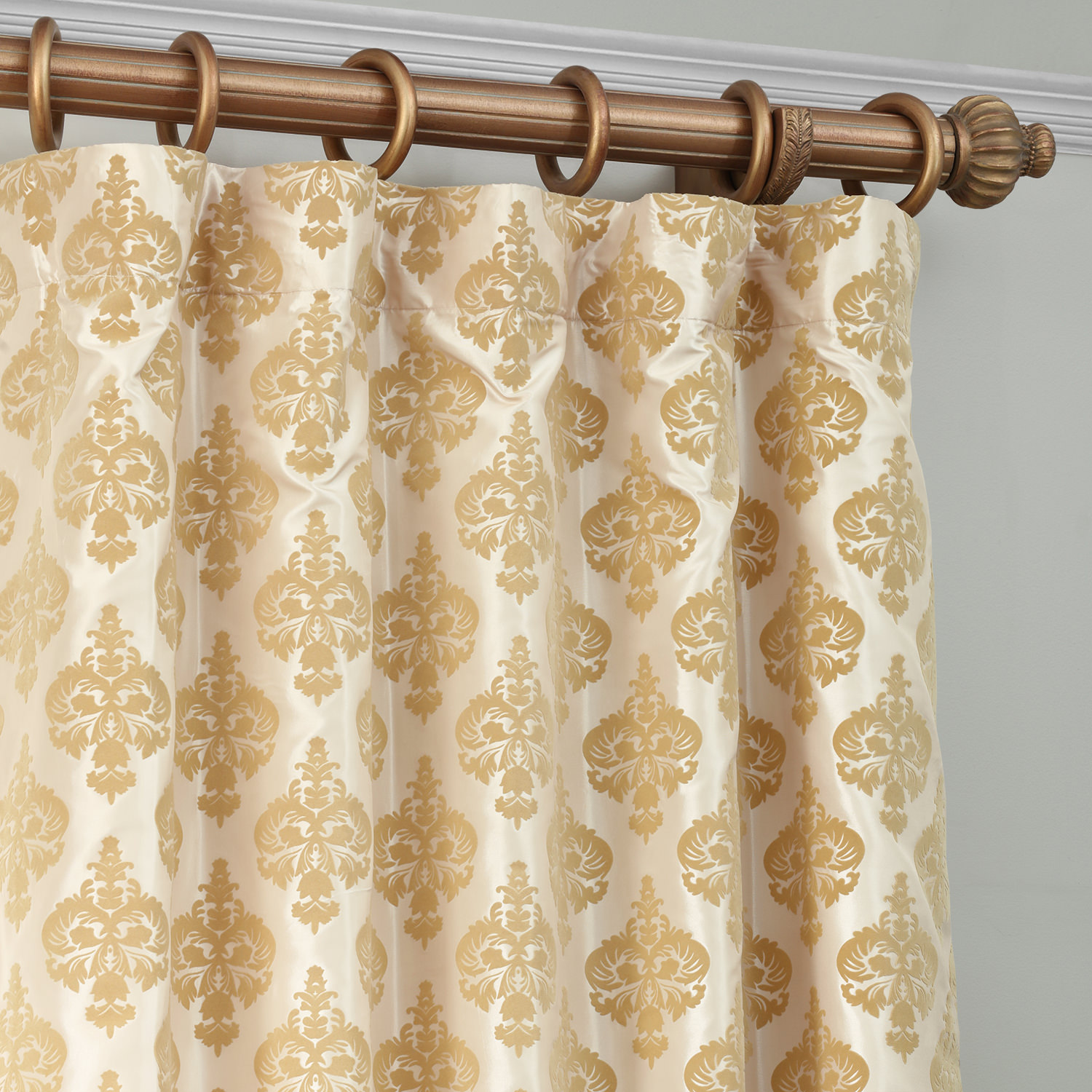 Beatrice Champagne Beige Designer Flocked Curtain