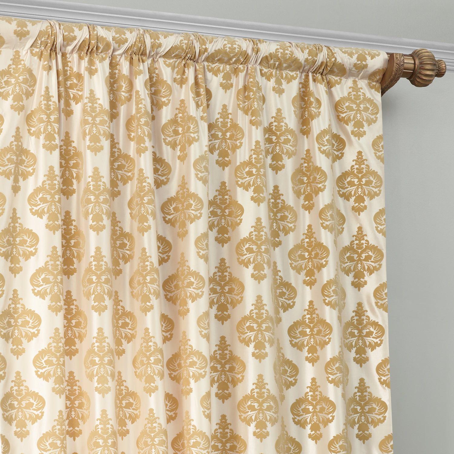 Beatrice Champagne Beige Designer Flocked Curtain