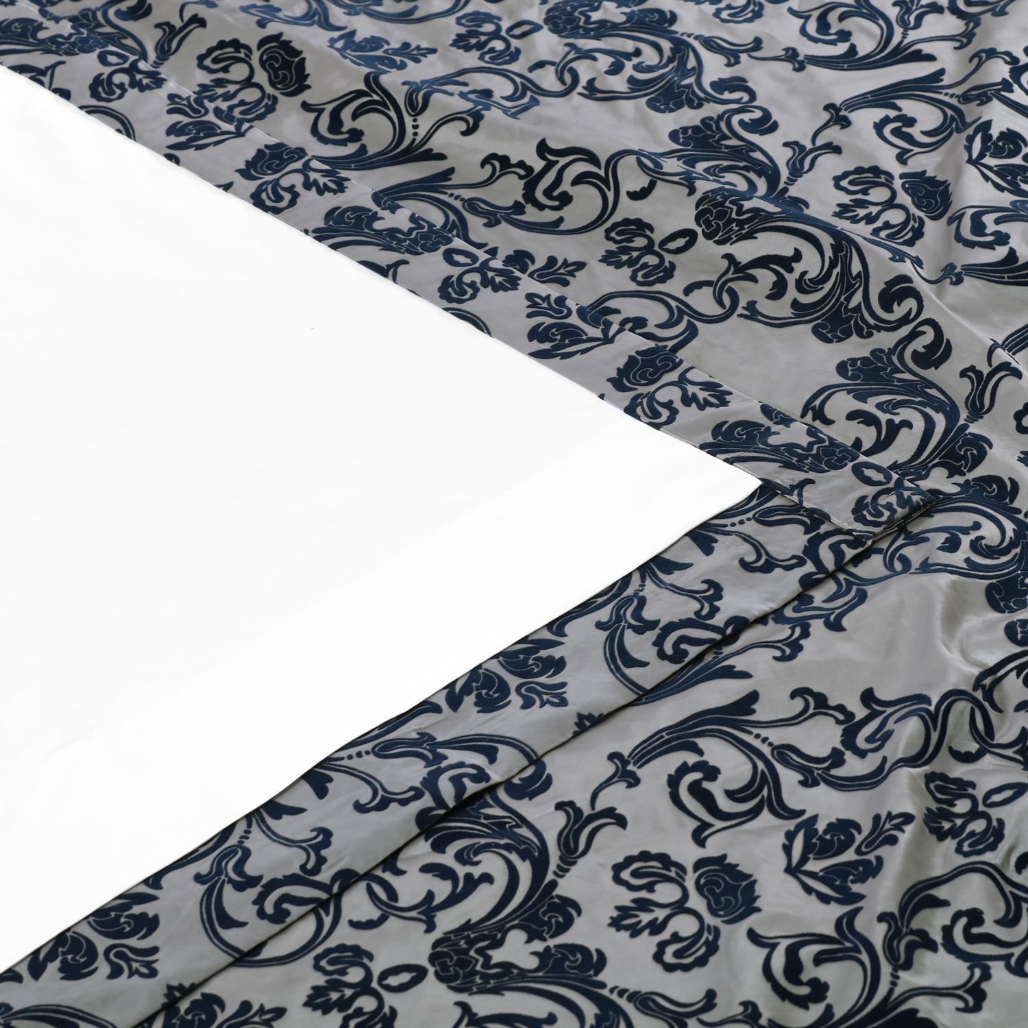 Firenze Grey & Blue Designer Flocked Curtain