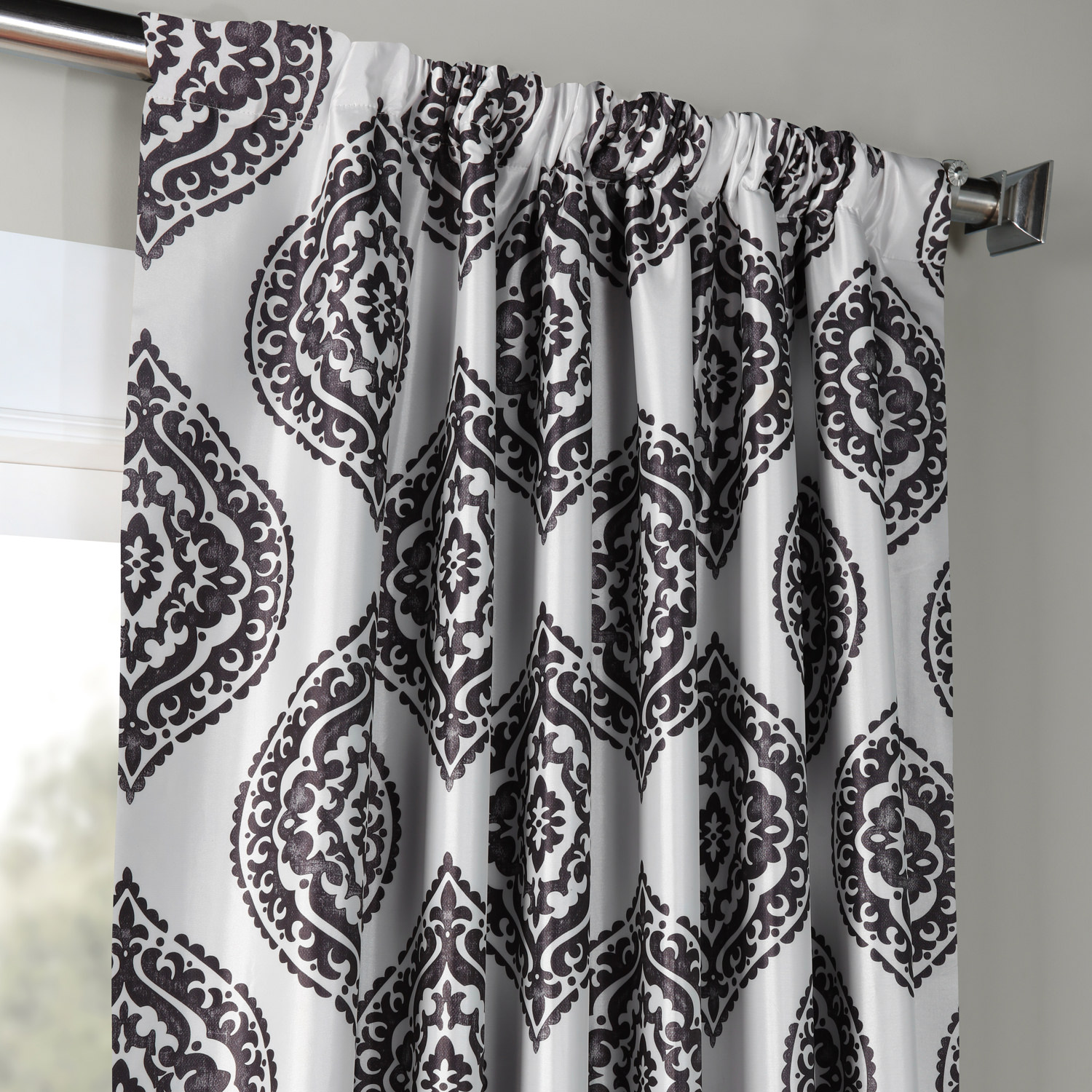 Donegal Grey Designer Printed Blackout Curtain