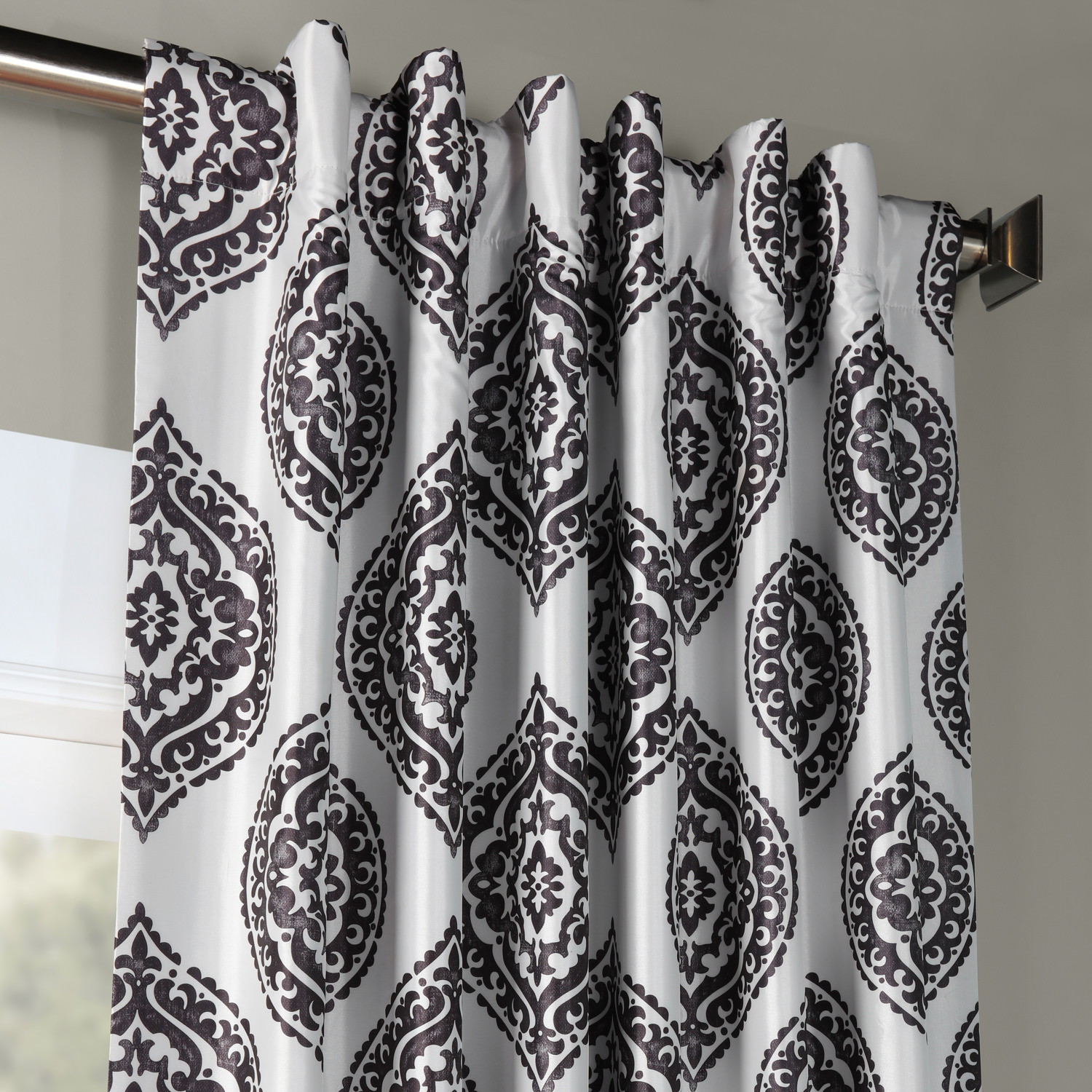 Donegal Grey Designer Printed Blackout Curtain