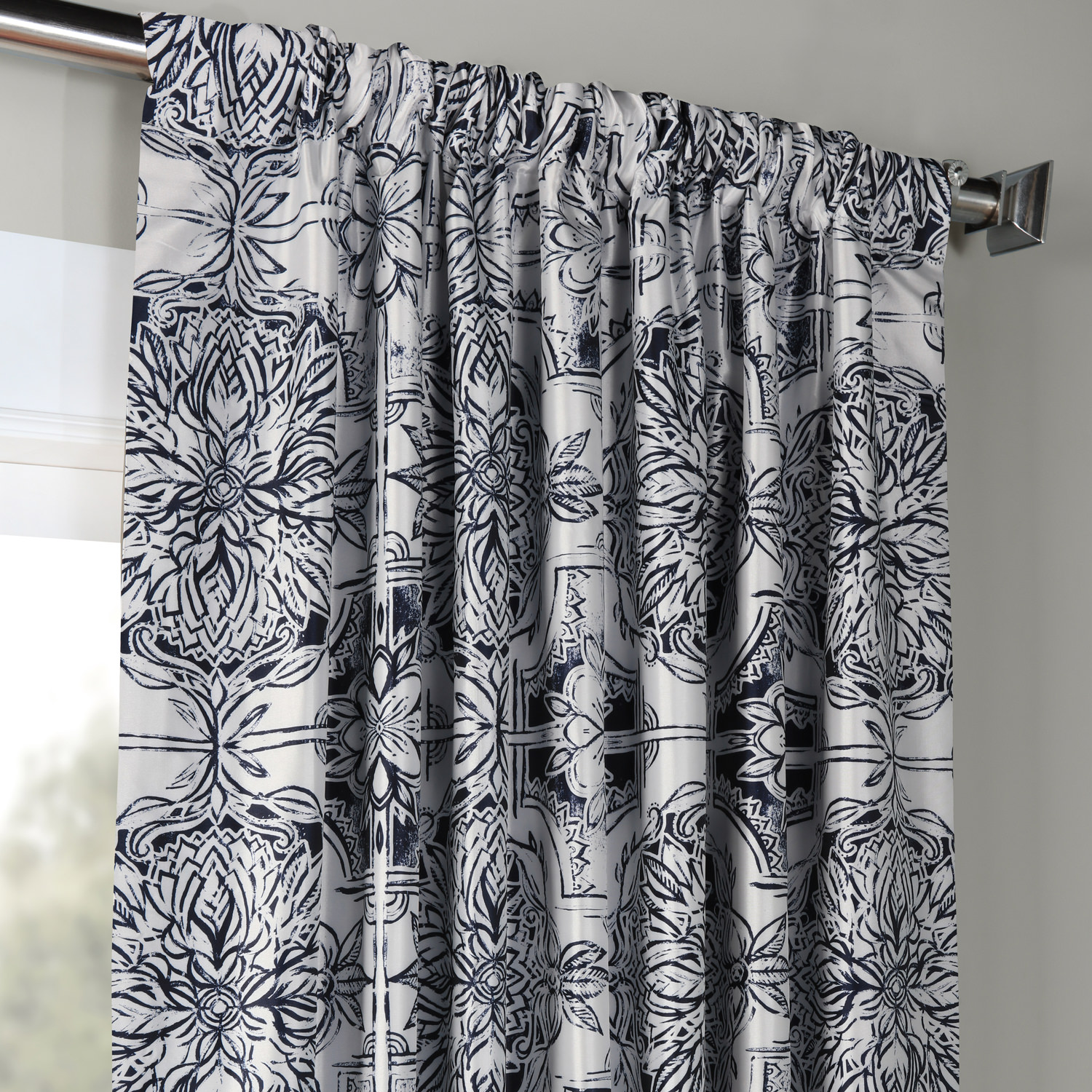 Delft Blue Designer Printed Blackout Curtain