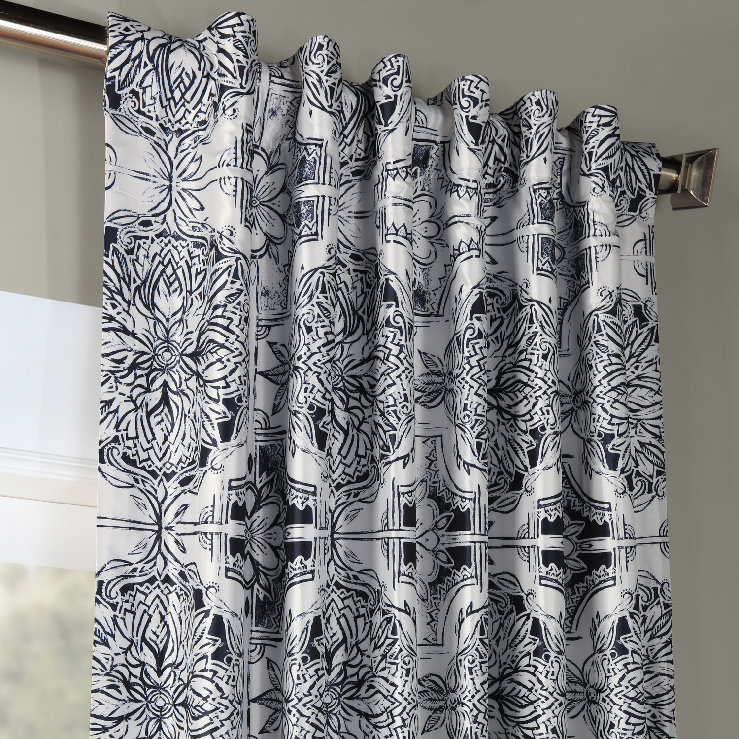 Delft Blue Designer Printed Blackout Curtain