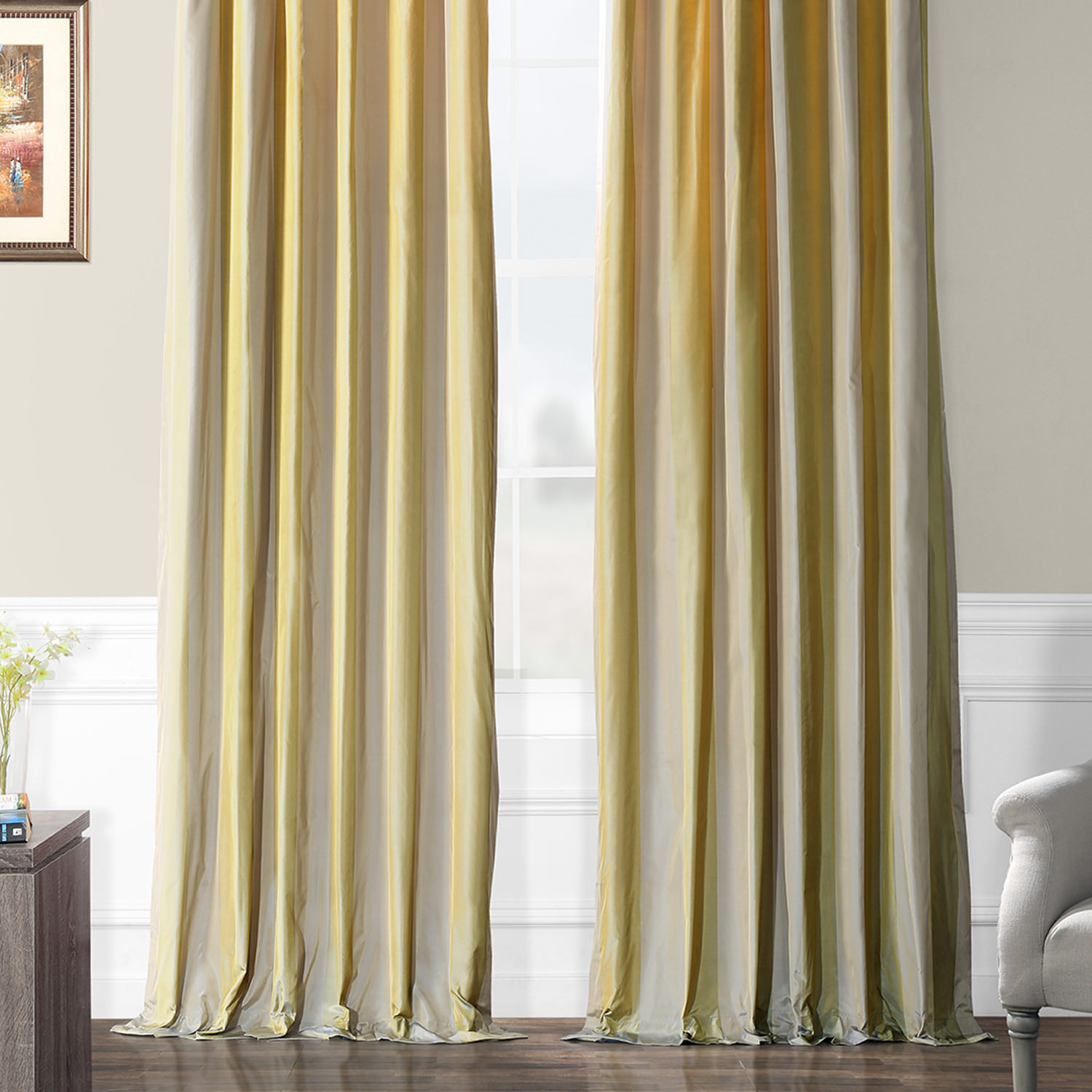 Riviera Designer Striped Faux Silk Curtain