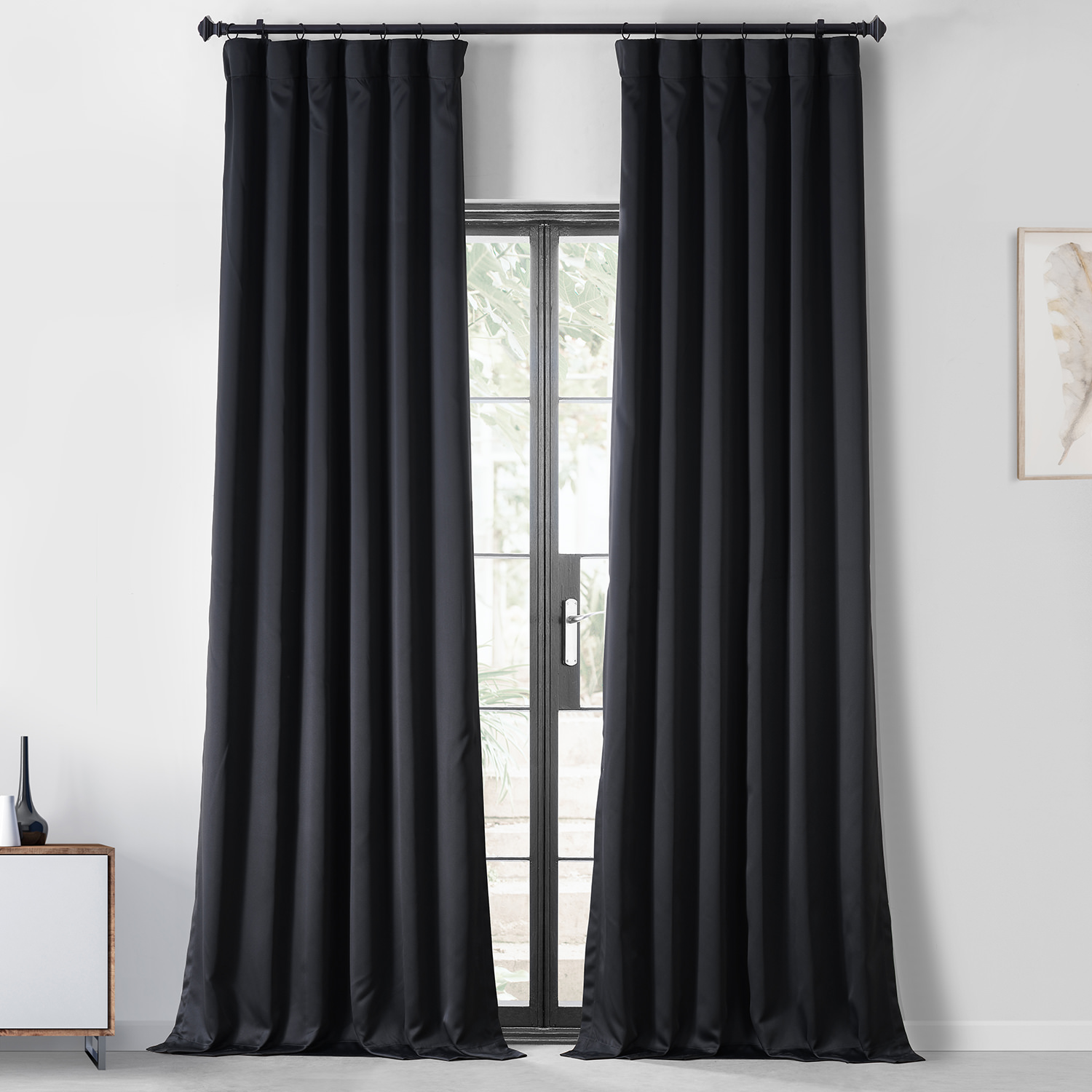 Raven Black Performance Woven Blackout Curtain Pair (2 Panels)