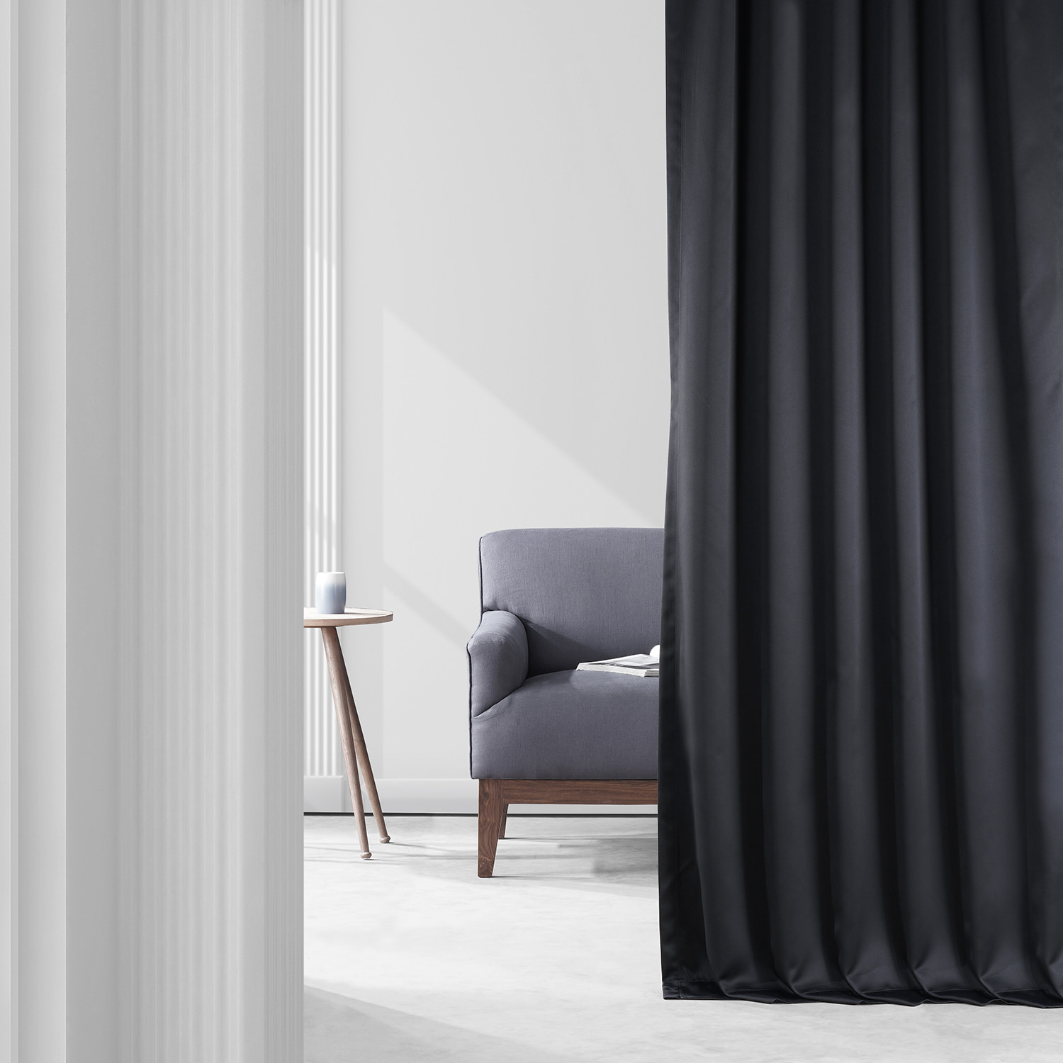 Raven Black Performance Woven Blackout Curtain Pair (2 Panels)